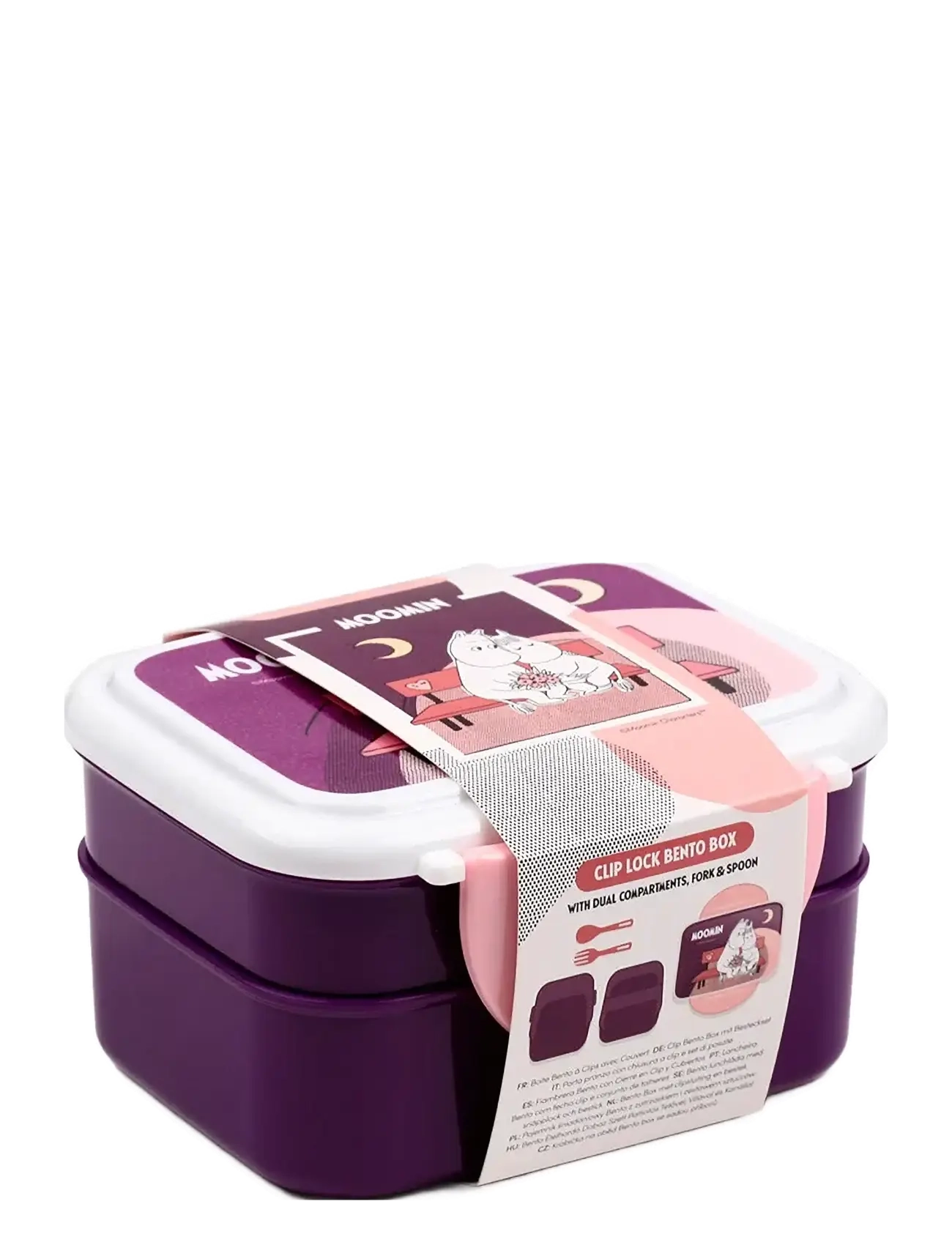 Puckator - Pusheen the Cat Foodie Clip Lock Stacked Bento Lunch Box with Cutlery - madkasser - dark purple - 2
