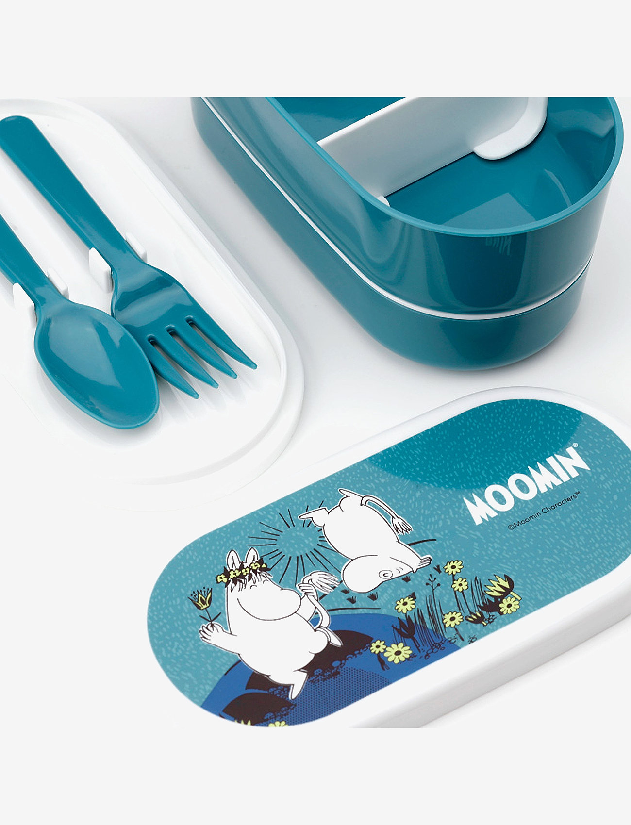 Puckator - Stacked Bento Box Lunch Box with Cutlery - madkasser - light blue - 3