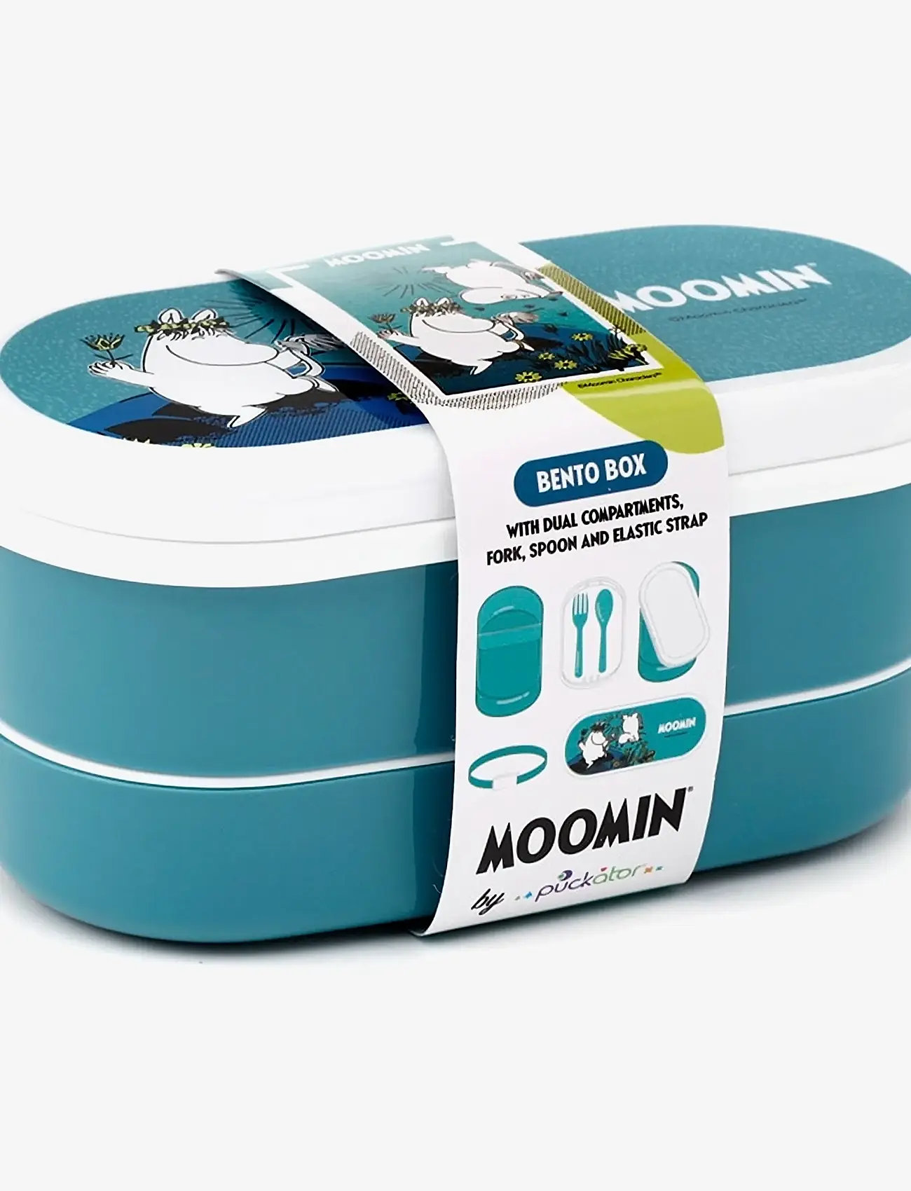 Puckator - Stacked Bento Box Lunch Box with Cutlery - madkasser - light blue - 4