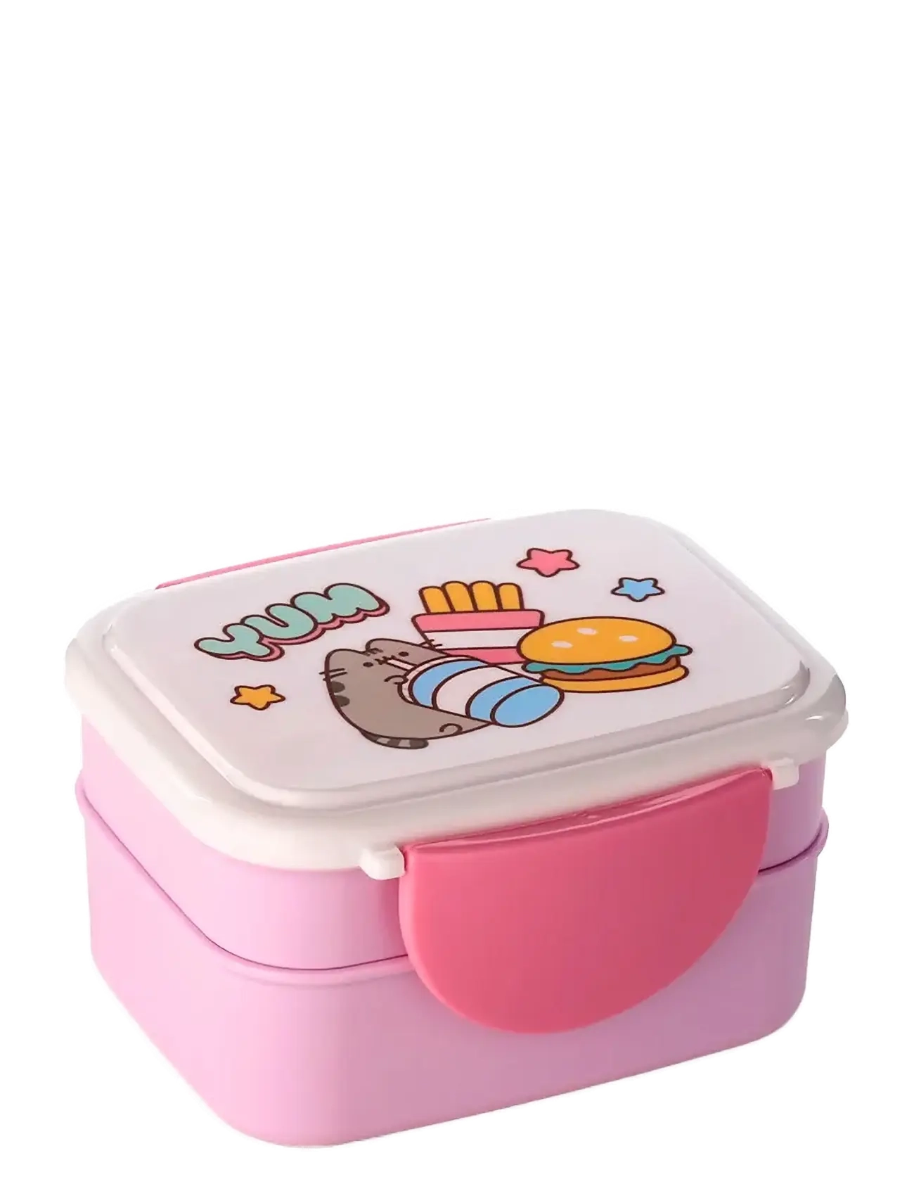Puckator Pusheen The Cat Foodie Clip Lock Stacked Bento Lunch Box With Cutlery, One Size, Meal Time, Rosa - Boxes, Kinder