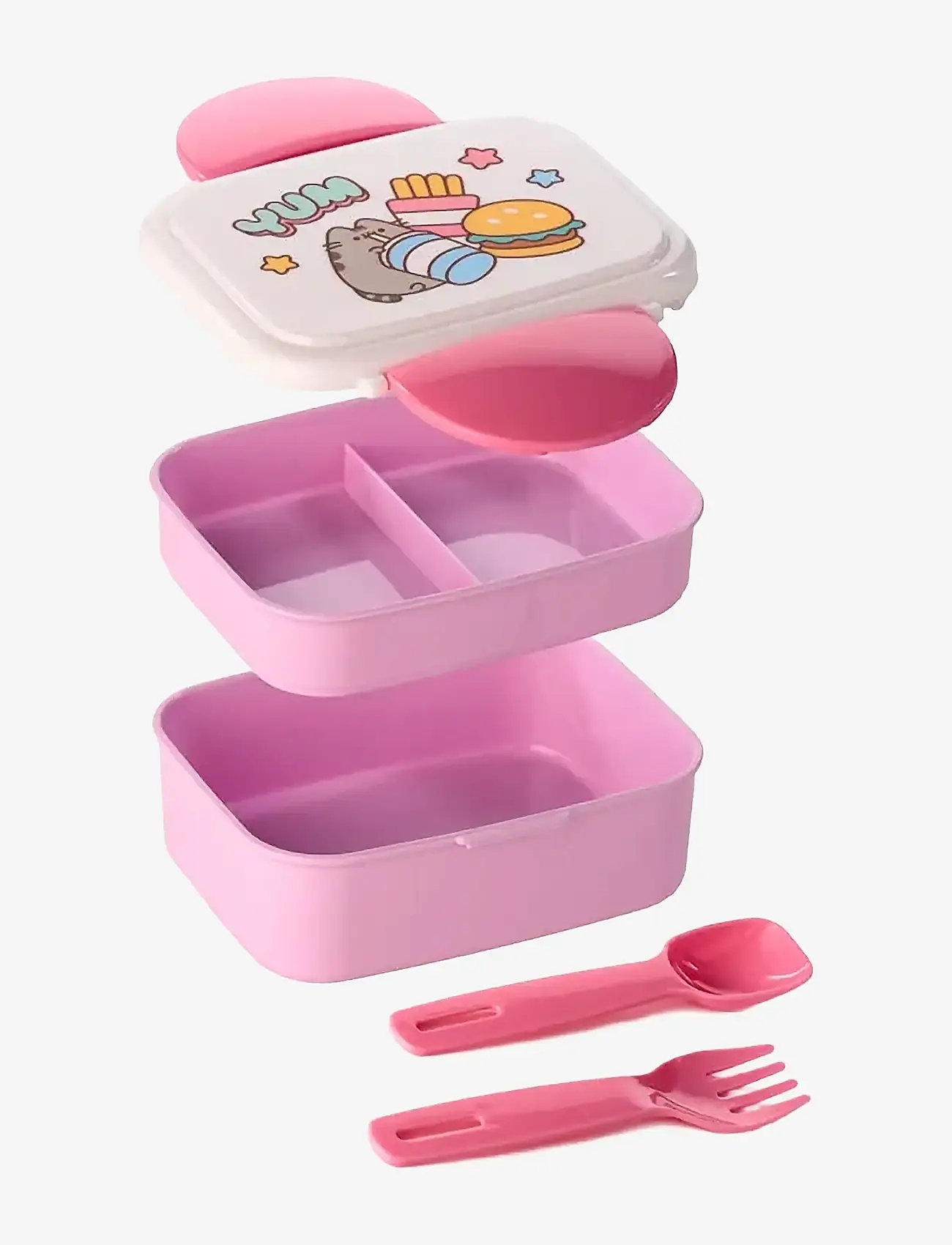 Puckator - Stacked Bento Box Lunch Box with Cutlery - lunchlådor - pink - 1