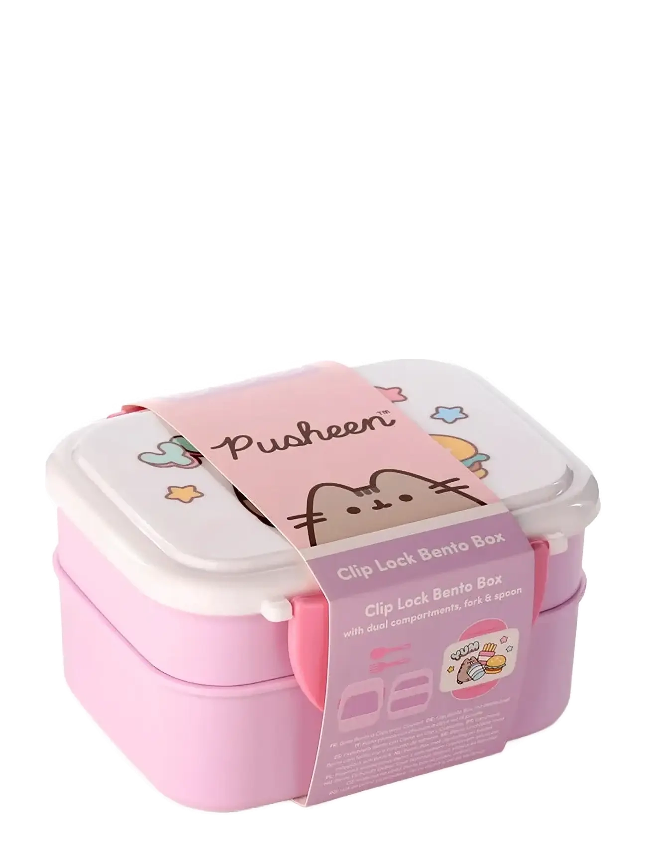 Puckator - Pusheen the Cat Foodie Clip Lock Stacked Bento Lunch Box with Cutlery - lunchlådor - pink - 2