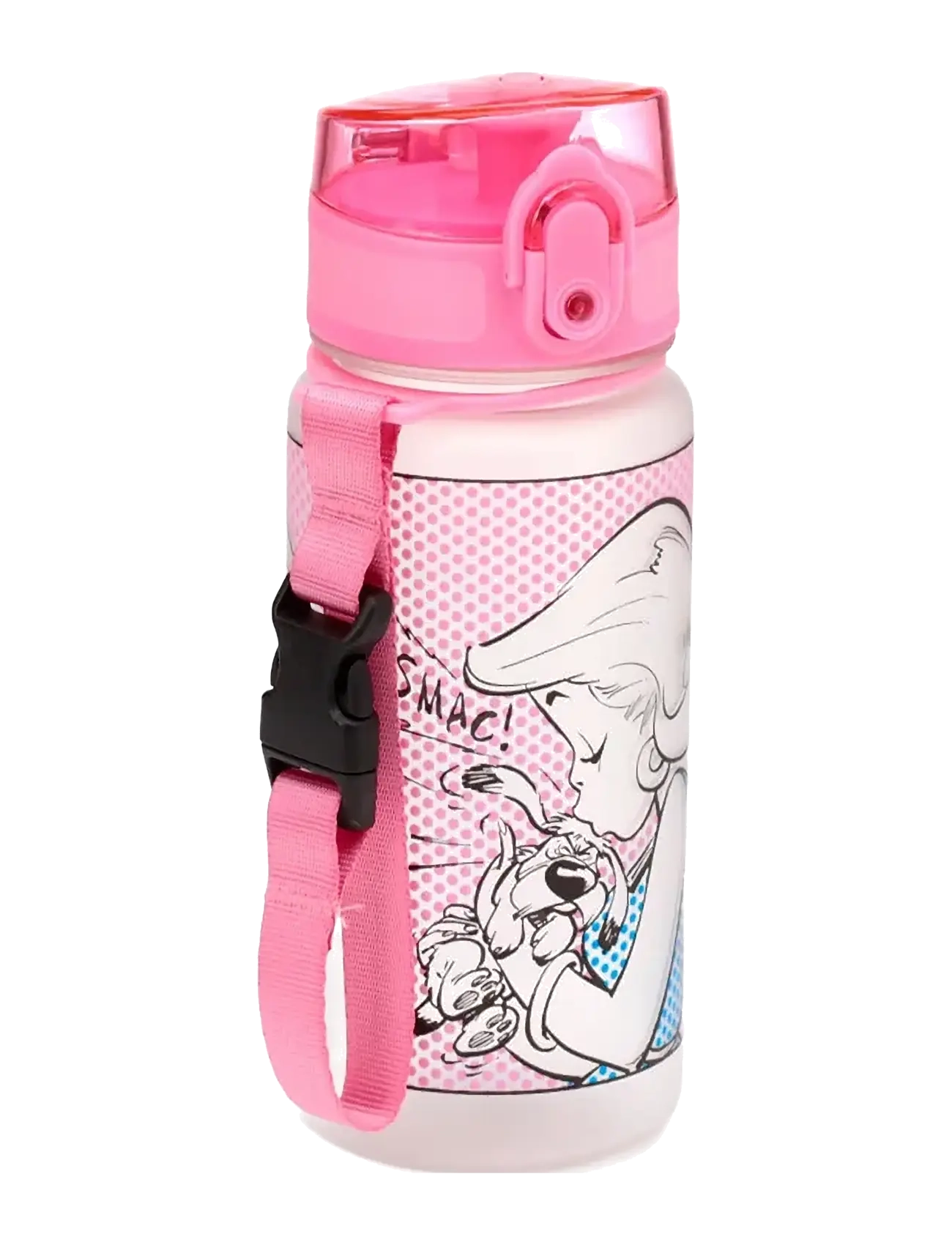 Puckator Foodiemals Pop Top 350Ml Shatterproof Children's Bottle, Meal Time, Pink, Str: ONE SIZE