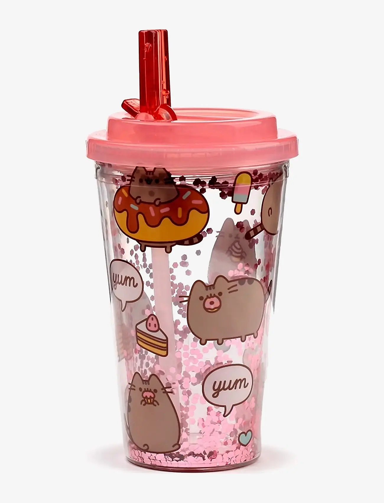 Puckator - Shatterproof Double Walled Cup & Straw - water bottles - pink - 0