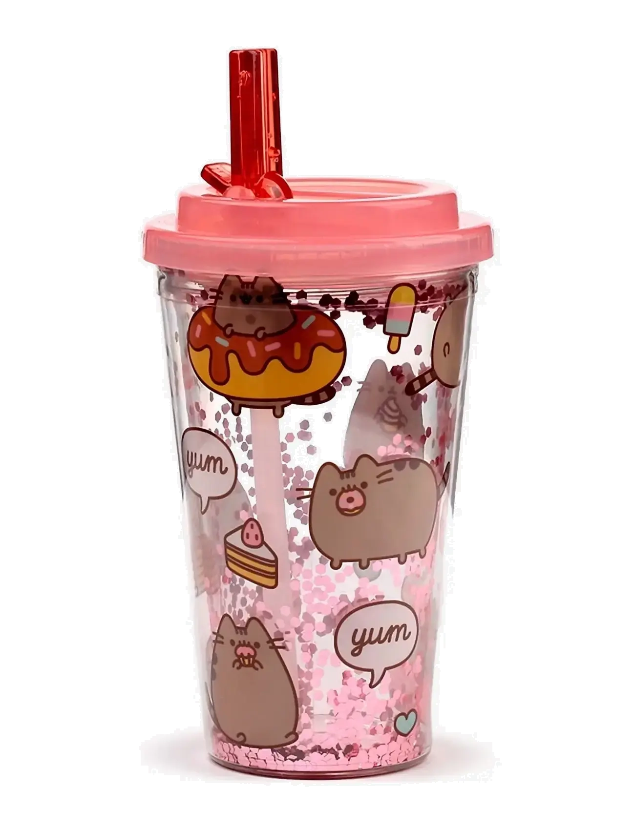 Puckator - Shatterproof Double Walled Cup & Straw - juomapullot - pink - 0