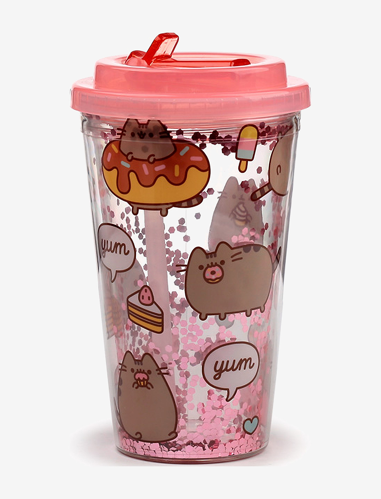 Puckator - Shatterproof Double Walled Cup & Straw - water bottles - pink - 1