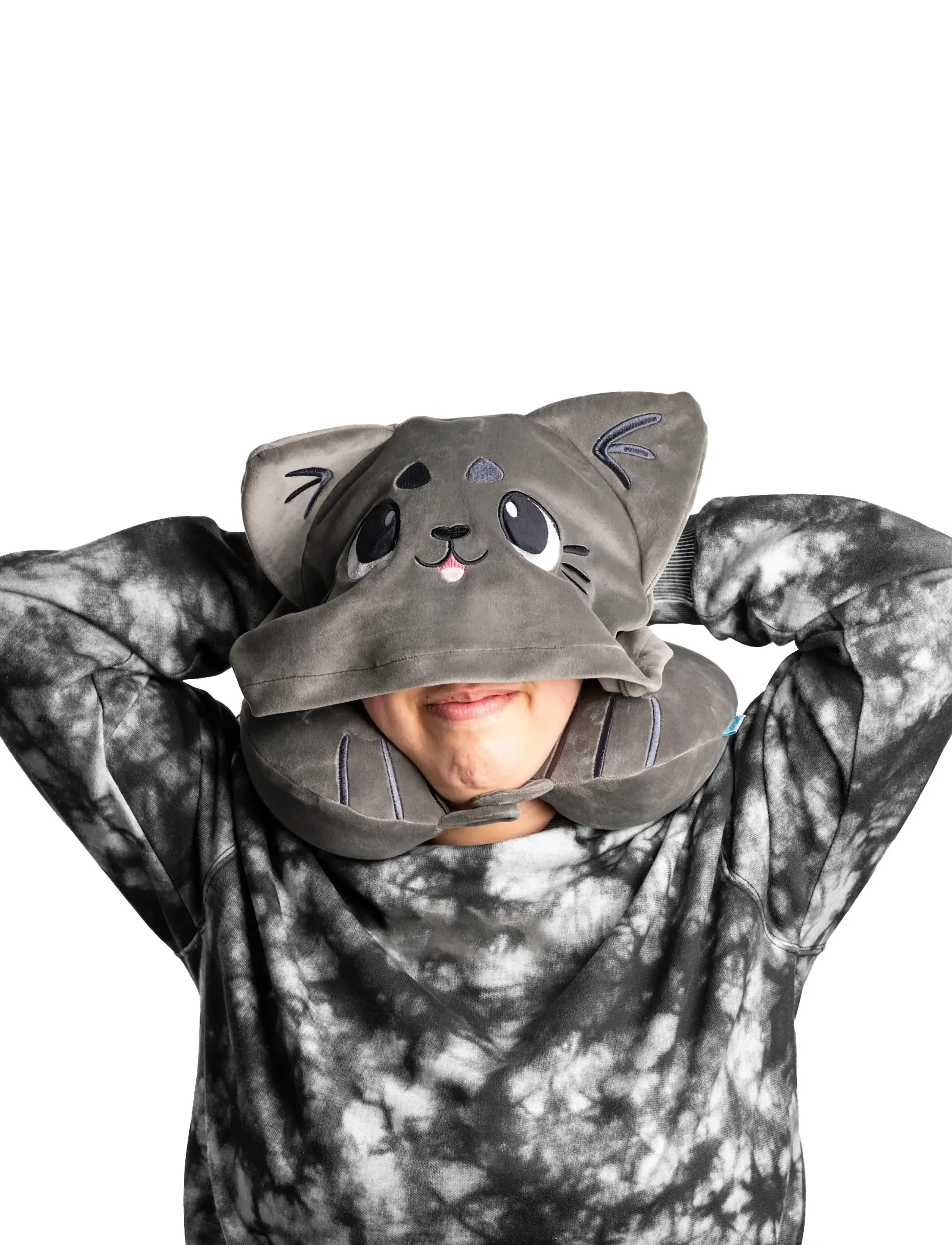 Puckator Hoodeazzz Duke The Capybara Plush Memory Foam Travel Pillow & Hood, One Size, Sleep Time, Grau - Pillows, Kinder