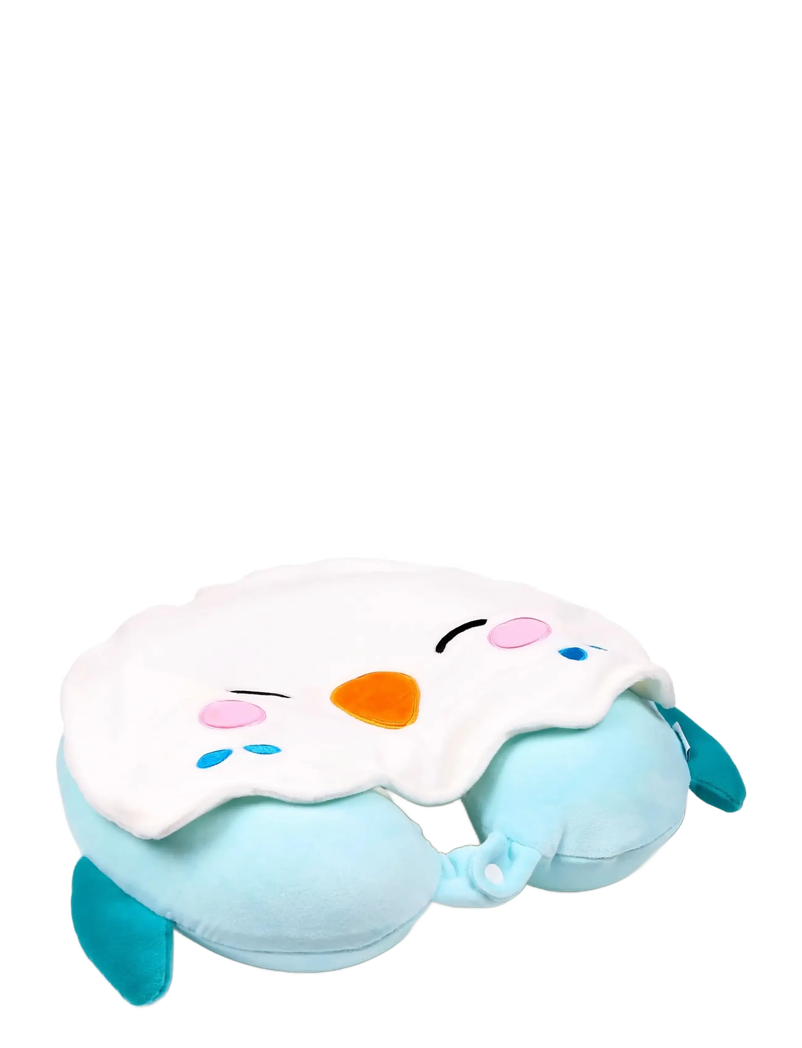 Puckator Hoodeazzz Duke The Capybara Plush Memory Foam Travel Pillow & Hood, Pude, Blå, Str: ONE SIZE