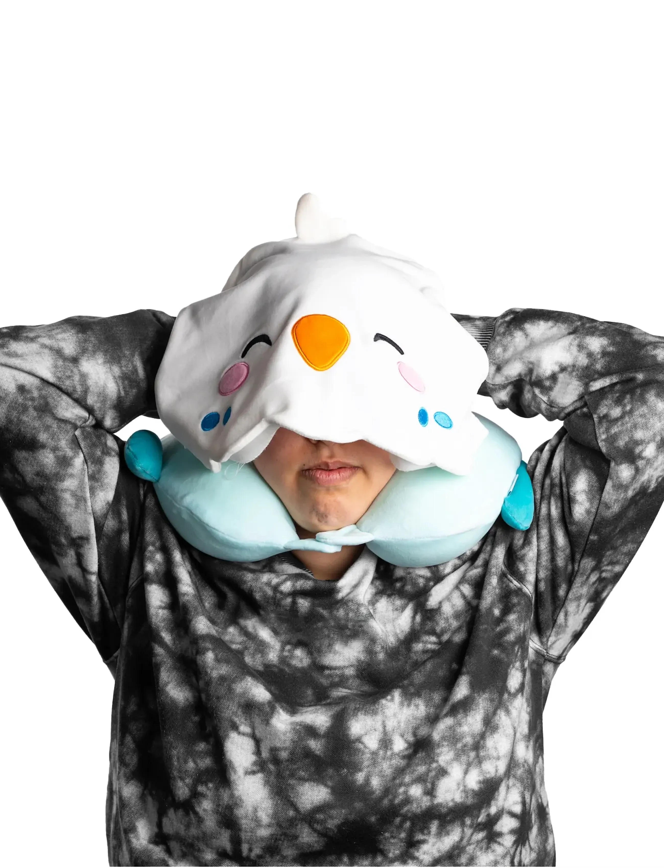 Puckator Hoodeazzz Duke The Capybara Plush Memory Foam Travel Pillow & Hood, One Size, Sleep Time, Blau - Pillows, Kinder