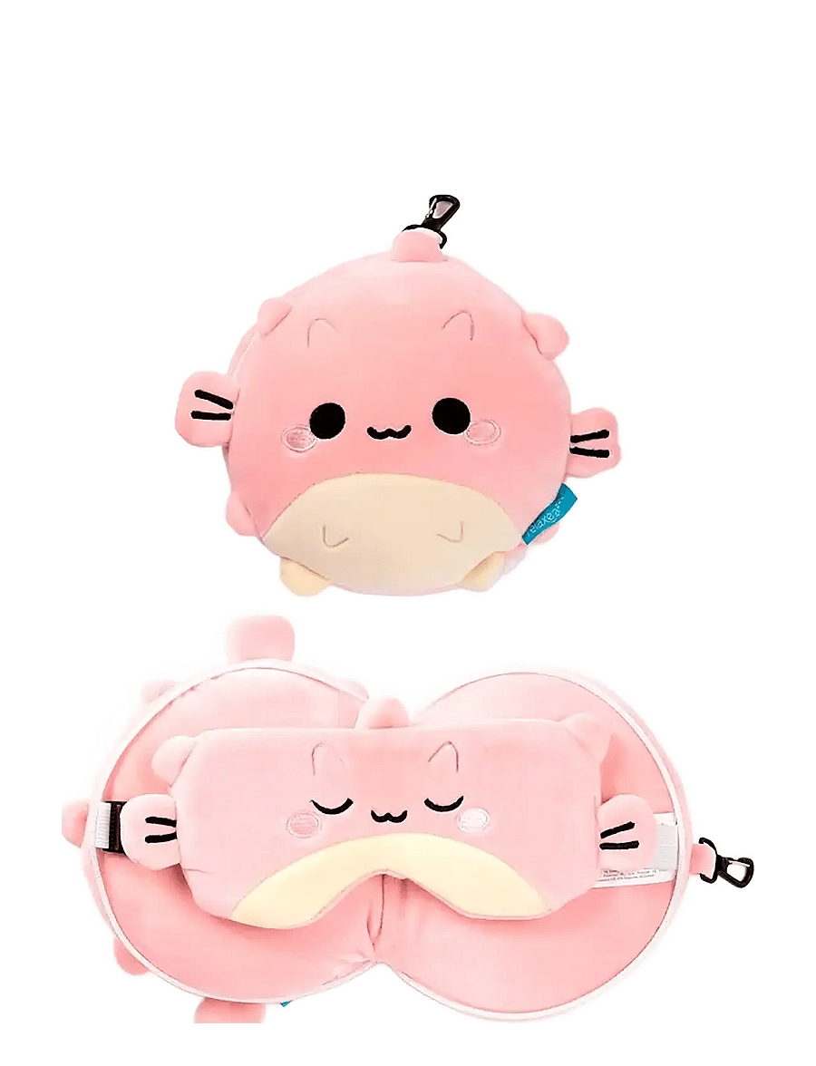 Puckator - Relaxeazzz Adoramals Maddie the Axolotl Travel Pillow & Eye Mask - akcesoria do spania - pink - 1