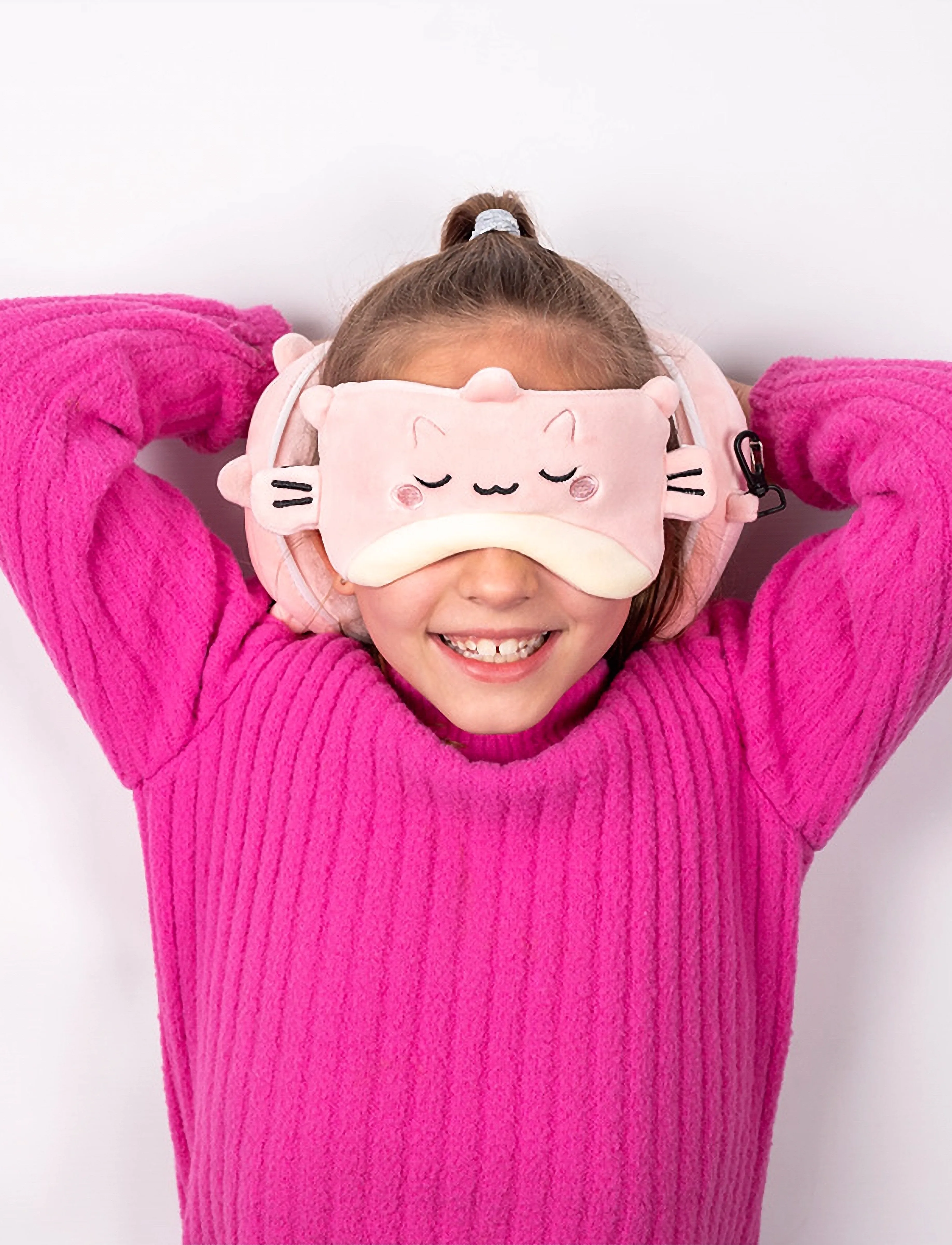 Puckator Relaxeazzz Travel Pillow & Eye Mask - Kuromi Hello Kitty Rabbit, One Size, Pink, Tilbehør > Rejsetilbehør, Børn