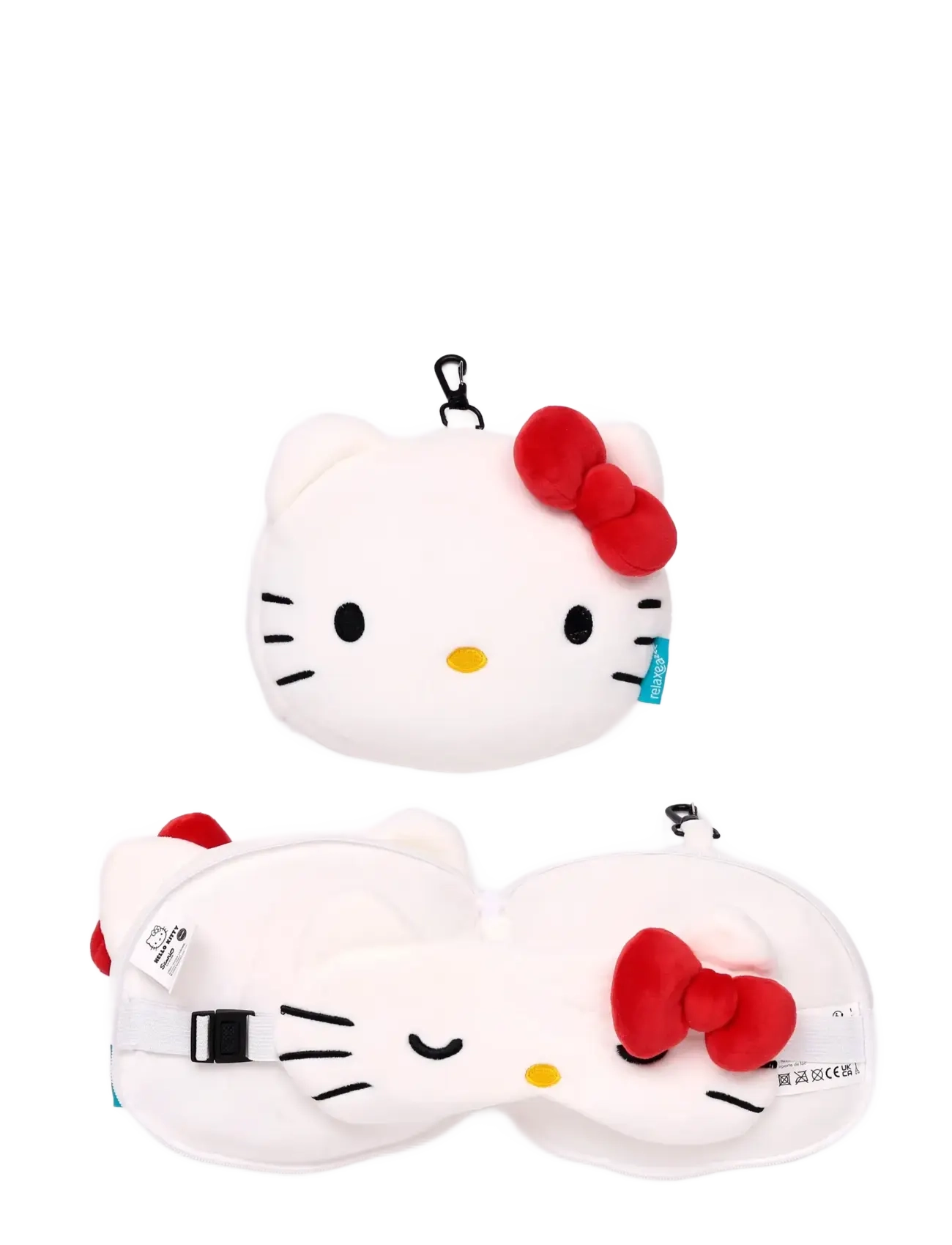 Puckator Relaxeazzz Travel Pillow & Eye Mask Kuromi Hello Kitty Rabbit, One Size, Accessories, Weiß - Kinder