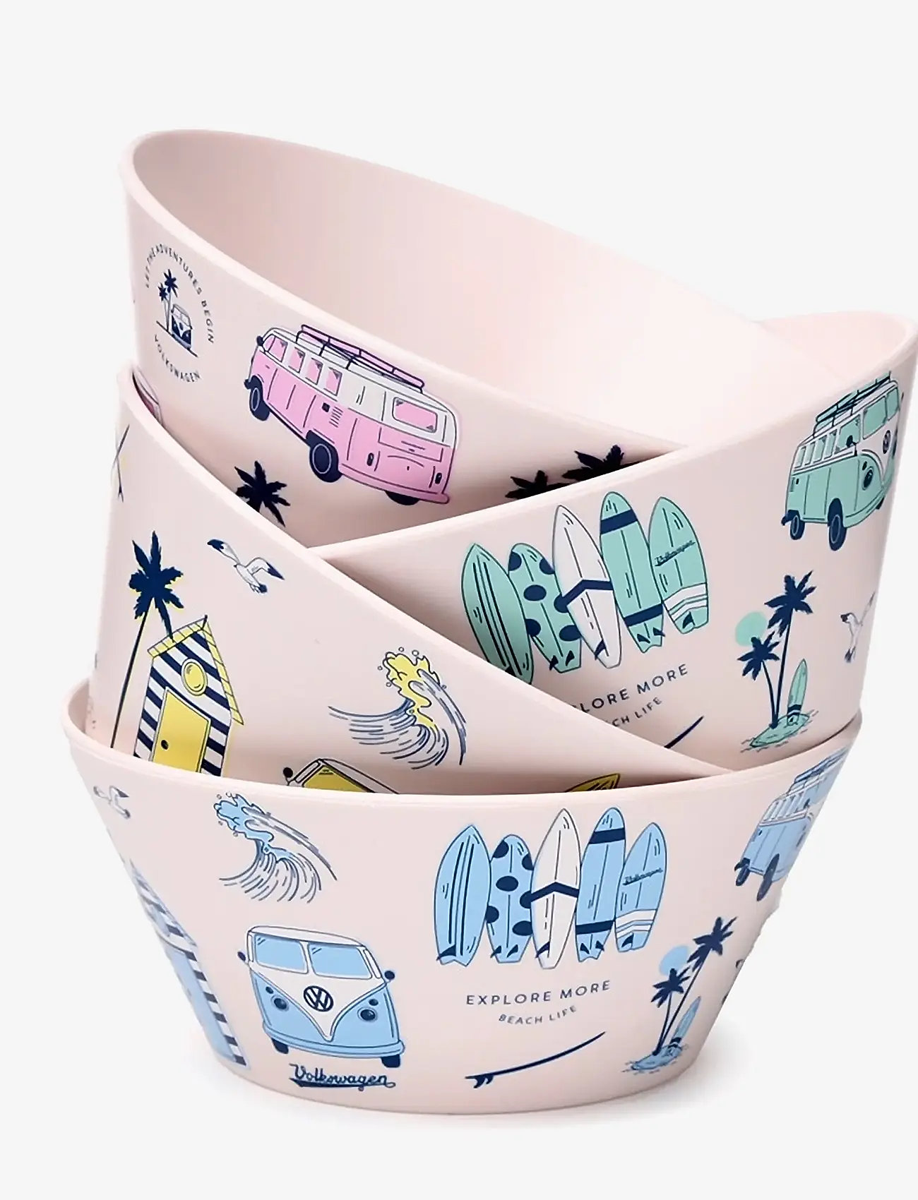 Puckator - Volkswagen VW T1 Camper Bus Explore More Set of 4 RPET Picnic Bowls - skåle - white - 0