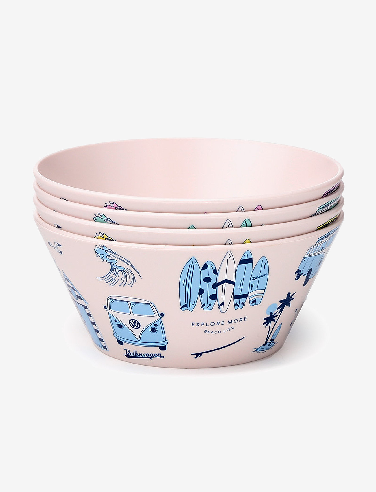 Puckator - Volkswagen VW T1 Camper Bus Explore More Set of 4 RPET Picnic Bowls - skåle - white - 1