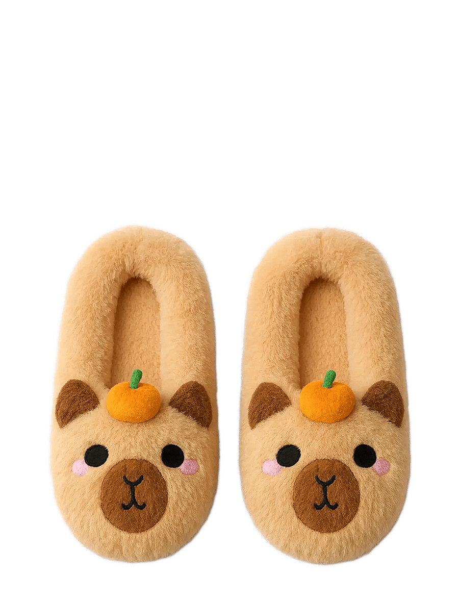 Puckator - Plush Slippers Anti-Slip Slip On (EU39-41/UK6-8) - Capybara - hausschuhe - brown - 0