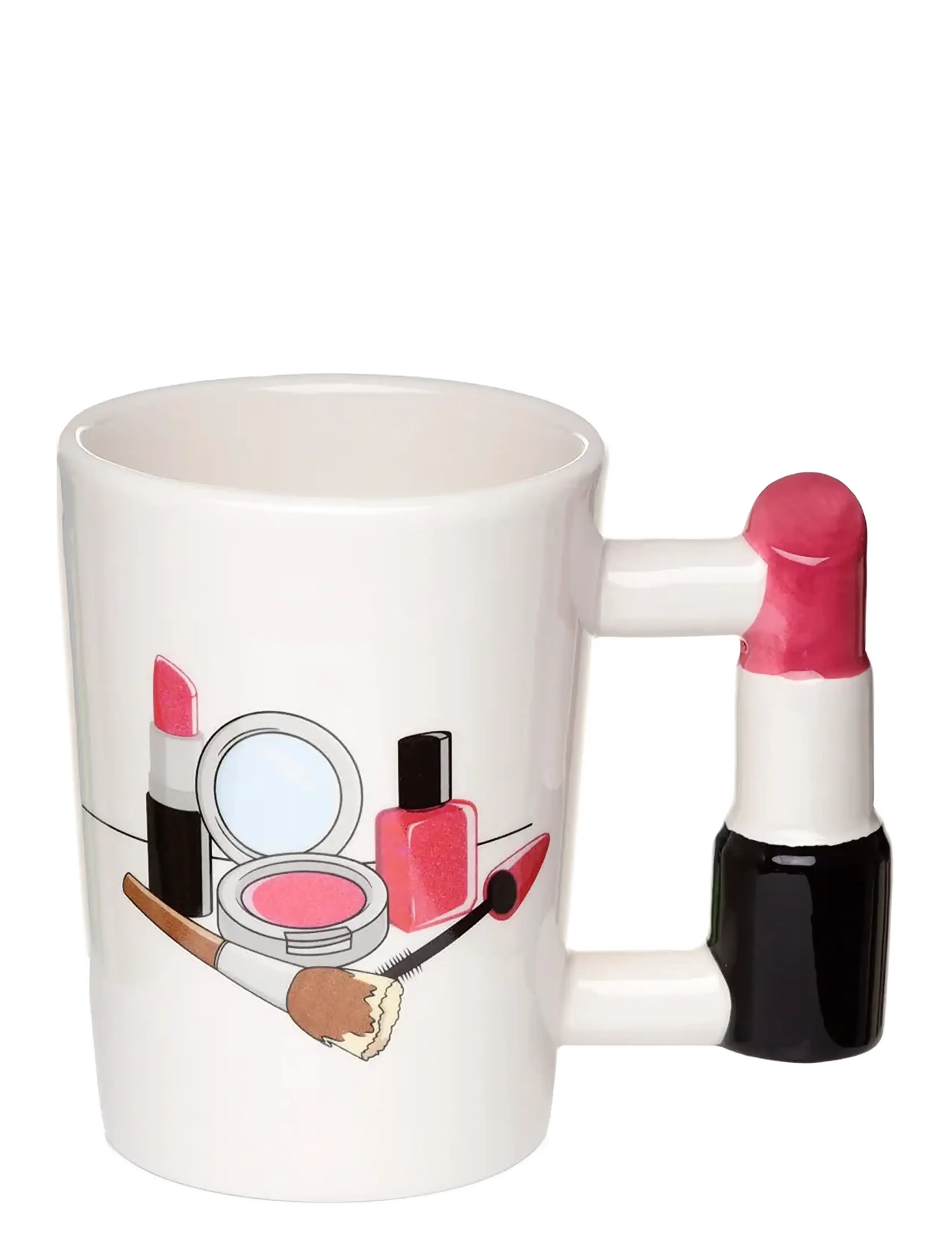 Puckator Lipstick Ceramic Shaped Handle Mug, One Size, White, Kopper & Krus > Kopper, Børn