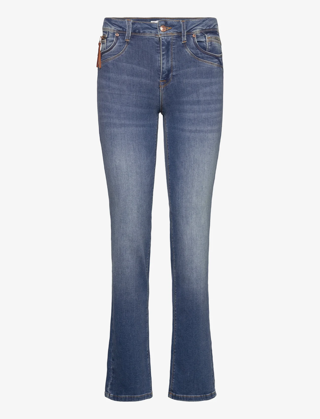 Pulz Jeans - PZKAROLINA HW Jeans Straight Leg - schlaghosen - medium blue denim - 0