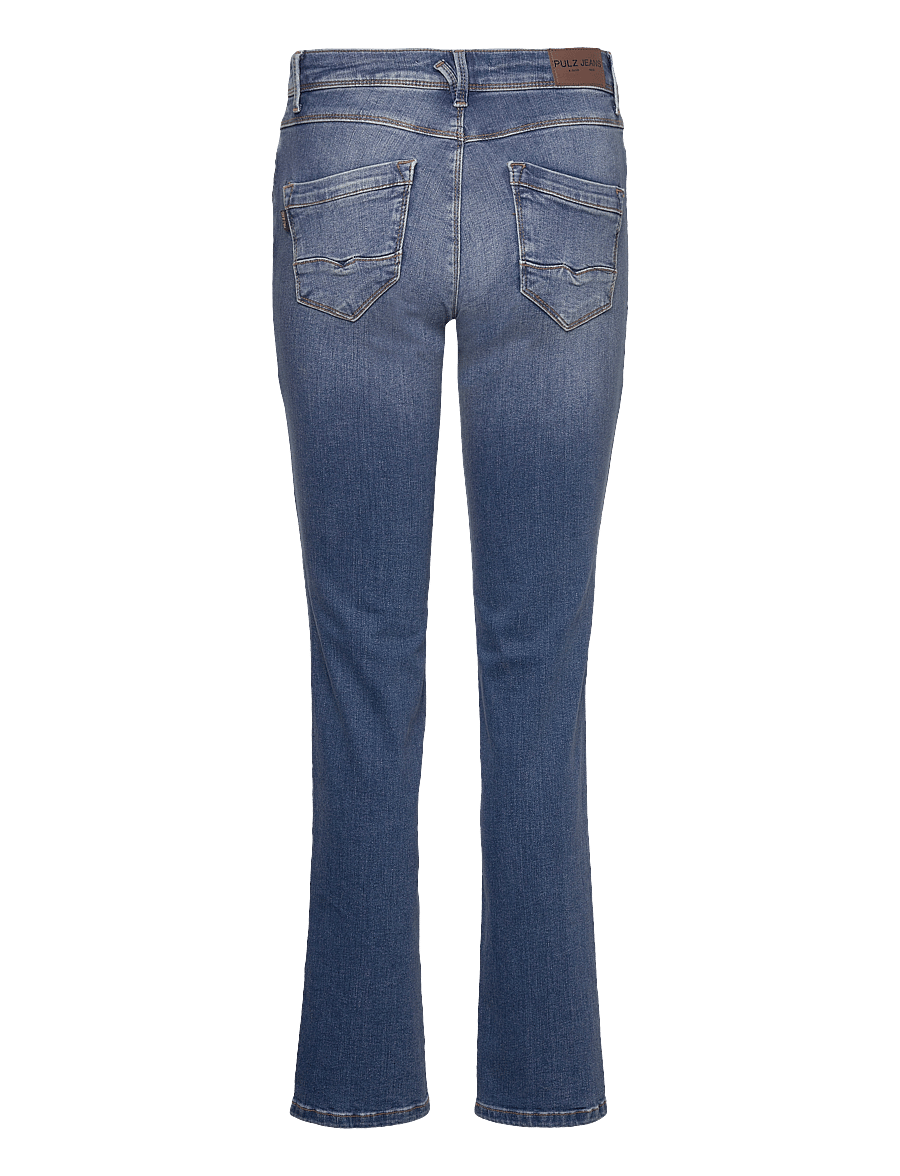 Pulz Jeans - PZKAROLINA HW Jeans Straight Leg - schlaghosen - medium blue denim - 1
