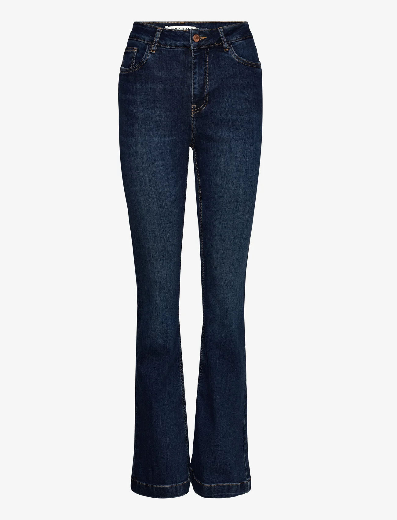 Pulz Jeans - PZBECCA UHW Bootcut Leg Full Length - utsvängda jeans - dark blue denim - 0
