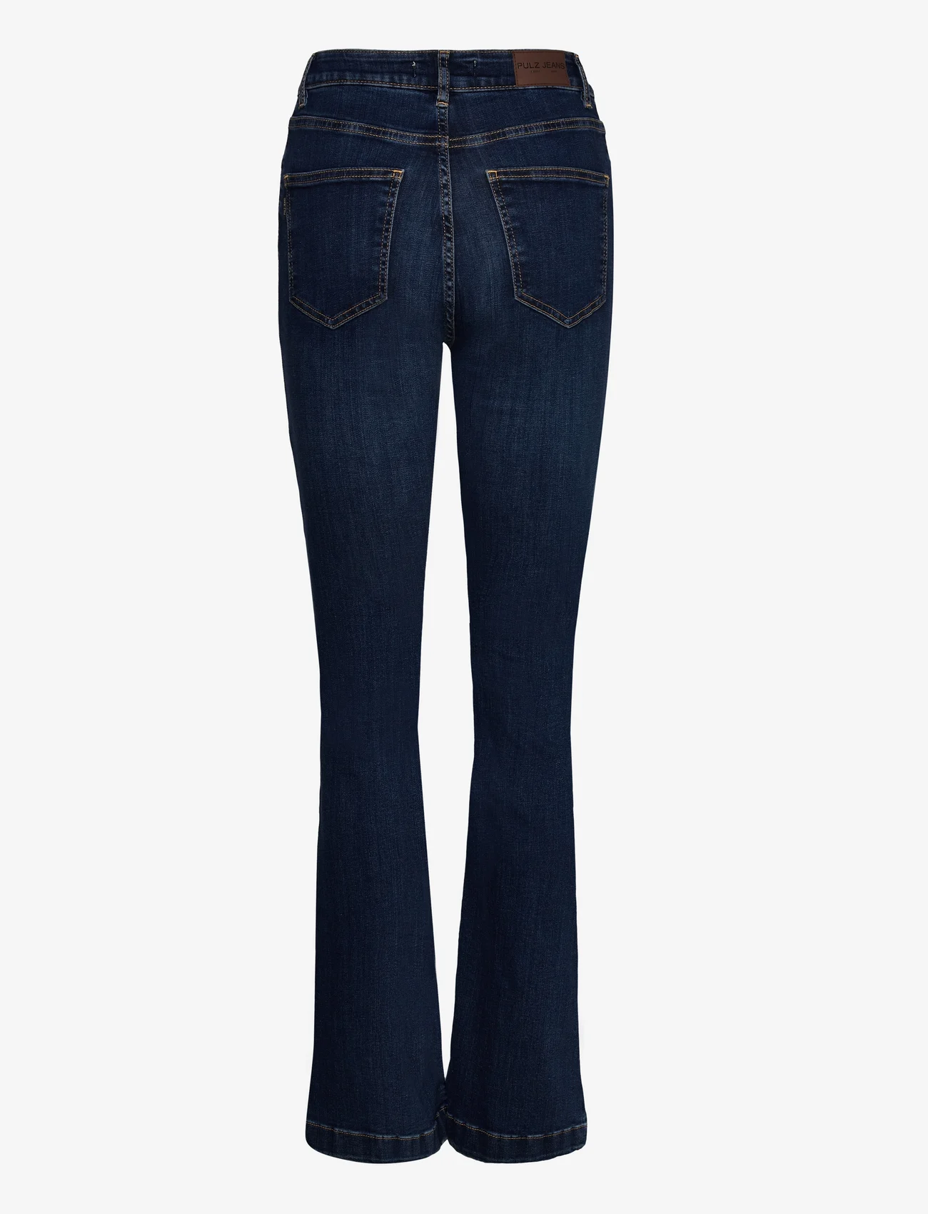 Pulz Jeans - PZBECCA UHW Bootcut Leg Full Length - nuo kelių platėjantys džinsai - dark blue denim - 1