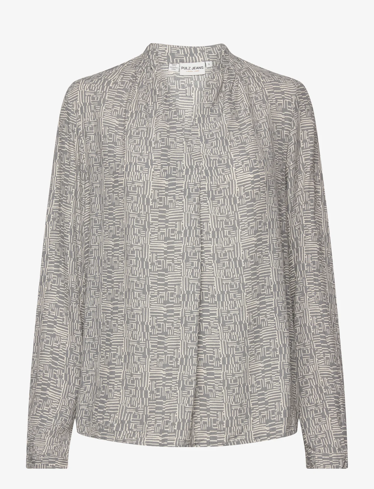 Pulz Jeans - PZGENE LS Blouse - blouses met lange mouwen - frost gray printed - 0