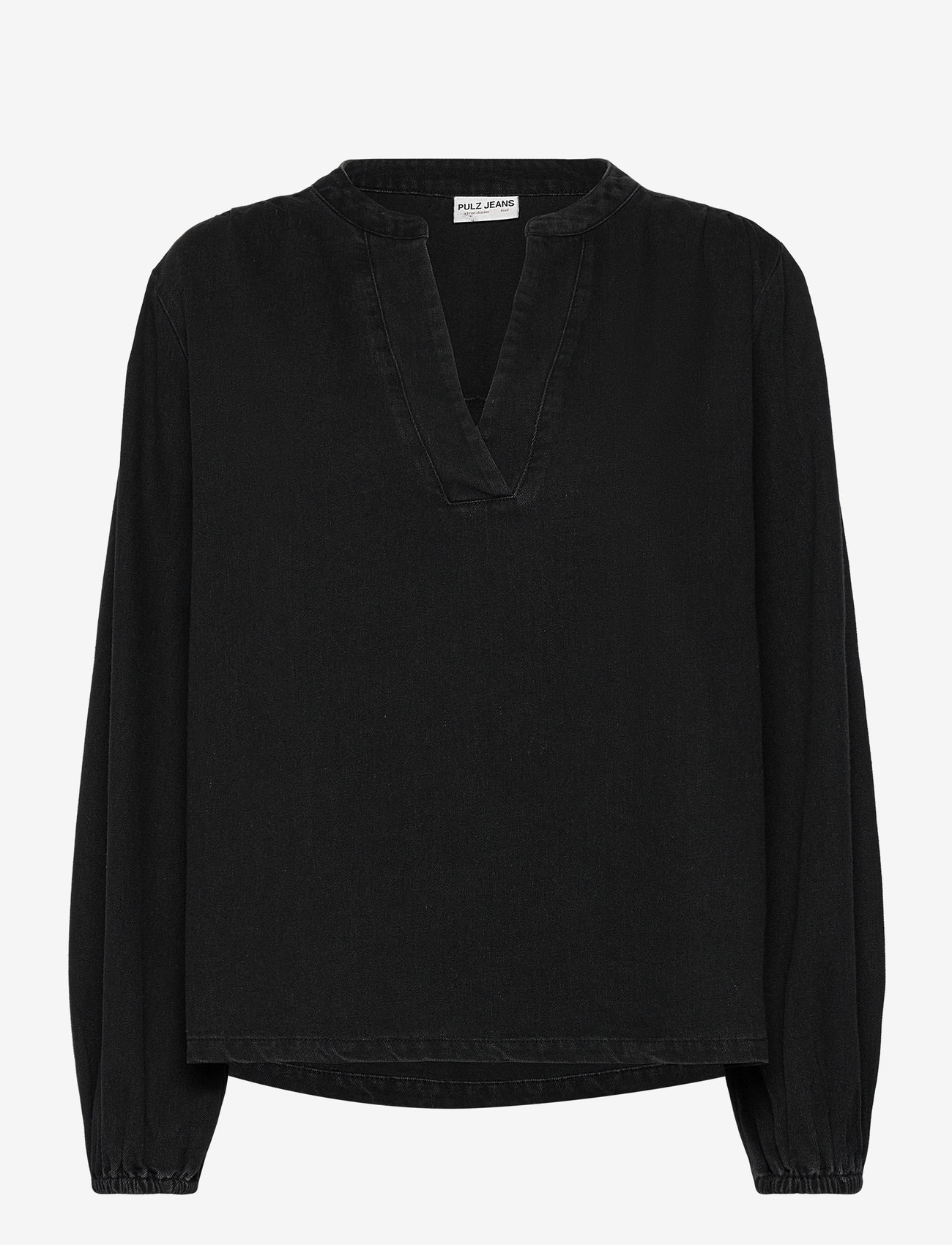 Pulz Jeans - PZMALIA V-Neck Blouse - langärmlige blusen - black denim - 0