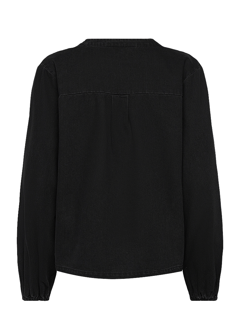 Pulz Jeans - PZMALIA V-Neck Blouse - langärmlige blusen - black denim - 1