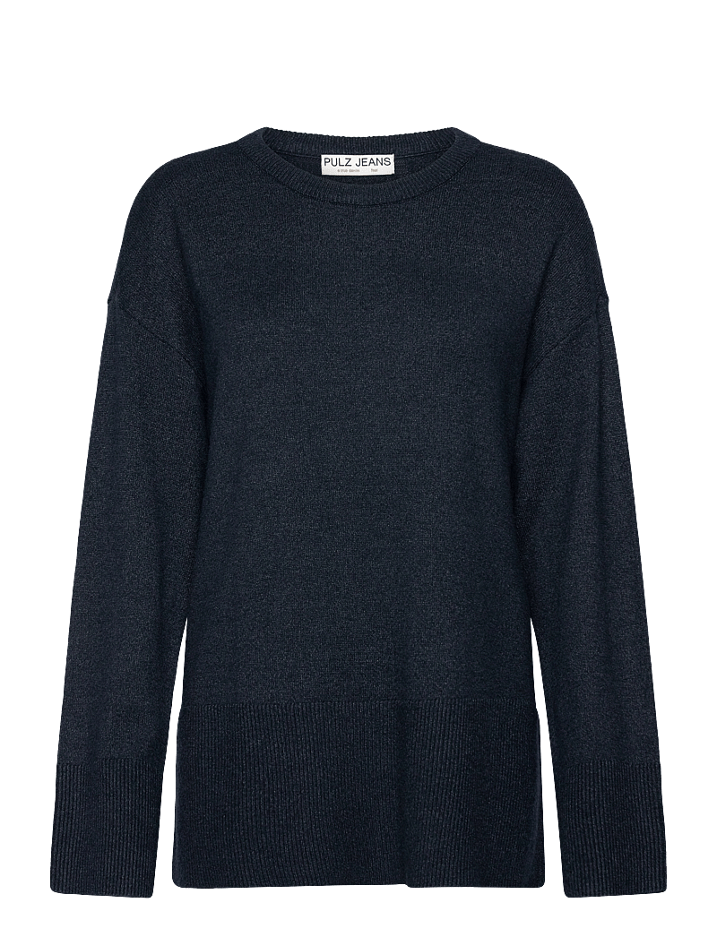 Pulz Jeans - PZSTEFFI ONeck Pullover - stickade tröjor - dark sapphire melange - 0