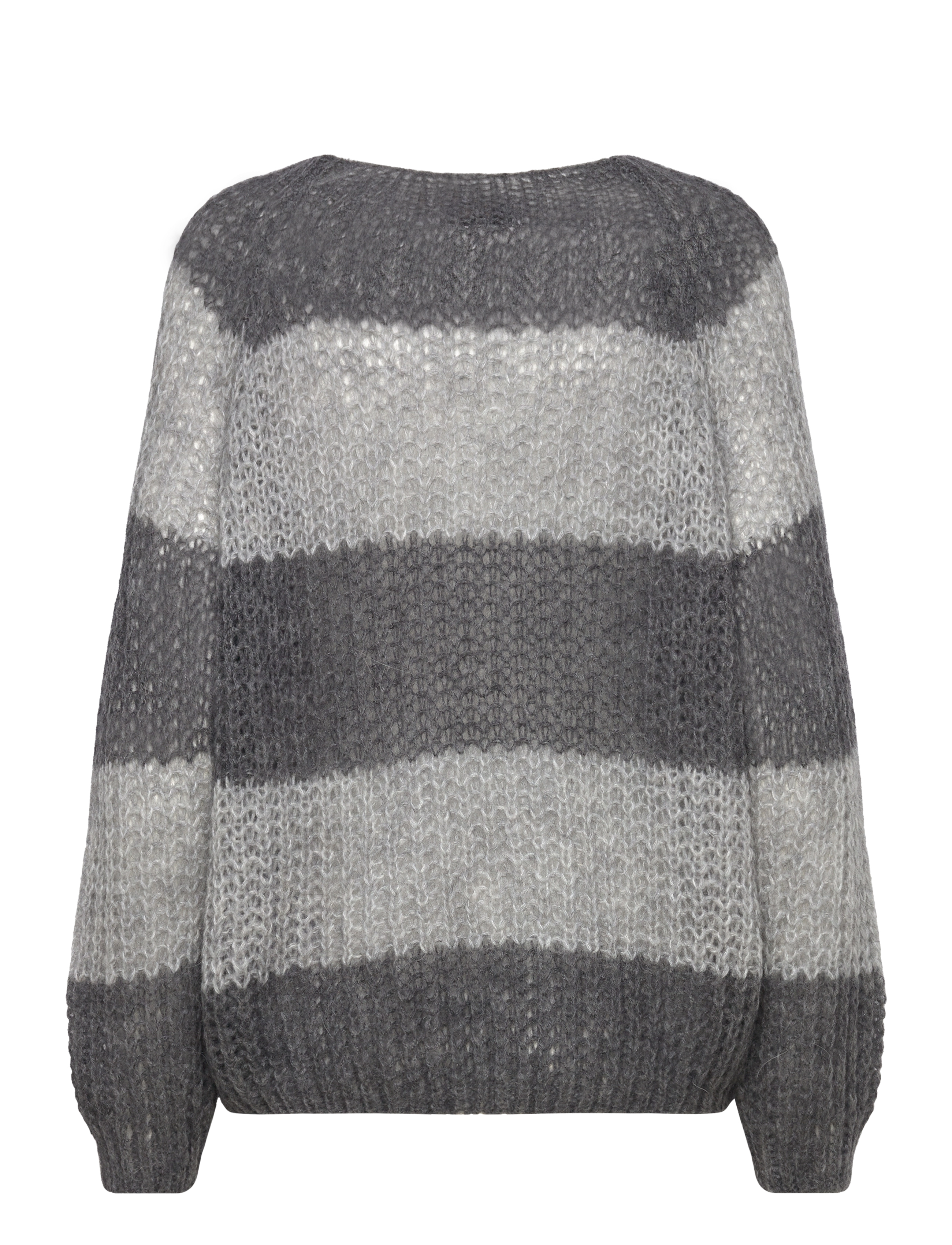 Pulz Jeans - PZPEYTON LS Striped Oneck Pullover - džemperi - grey striped - 1