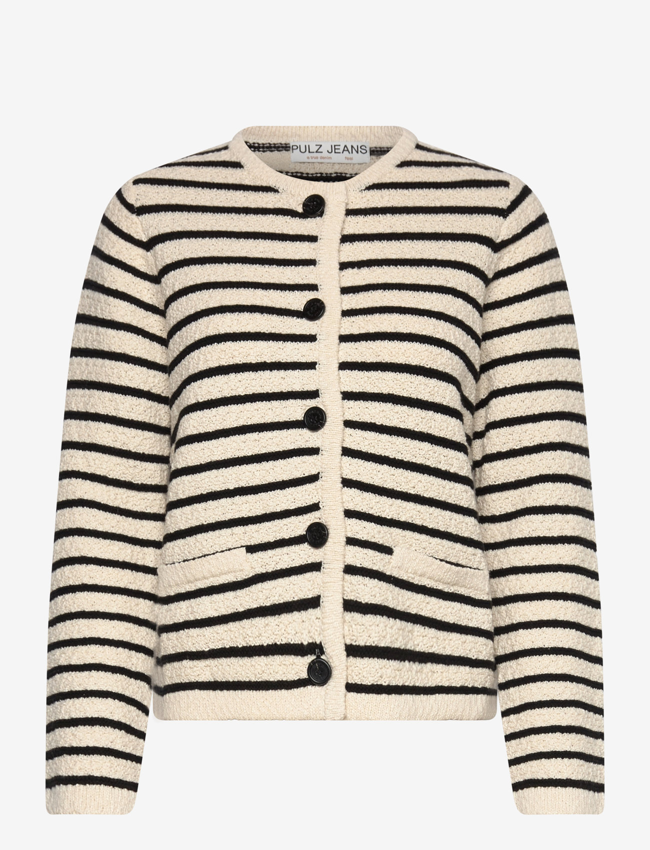 Pulz Jeans - PZALICIA Cardigan Jacket - koftor - antique white/black striped - 0