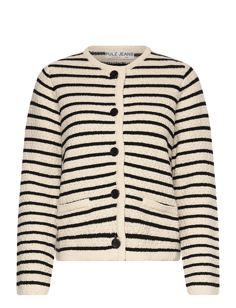 Pulz Jeans - PZALICIA Cardigan Jacket - cardigans - antique white/black striped - 0