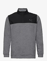 PUMA Golf - Cloudspun Colorblock 1/4 Zip - bluzy i swetry - puma black-quiet shade heather - 0