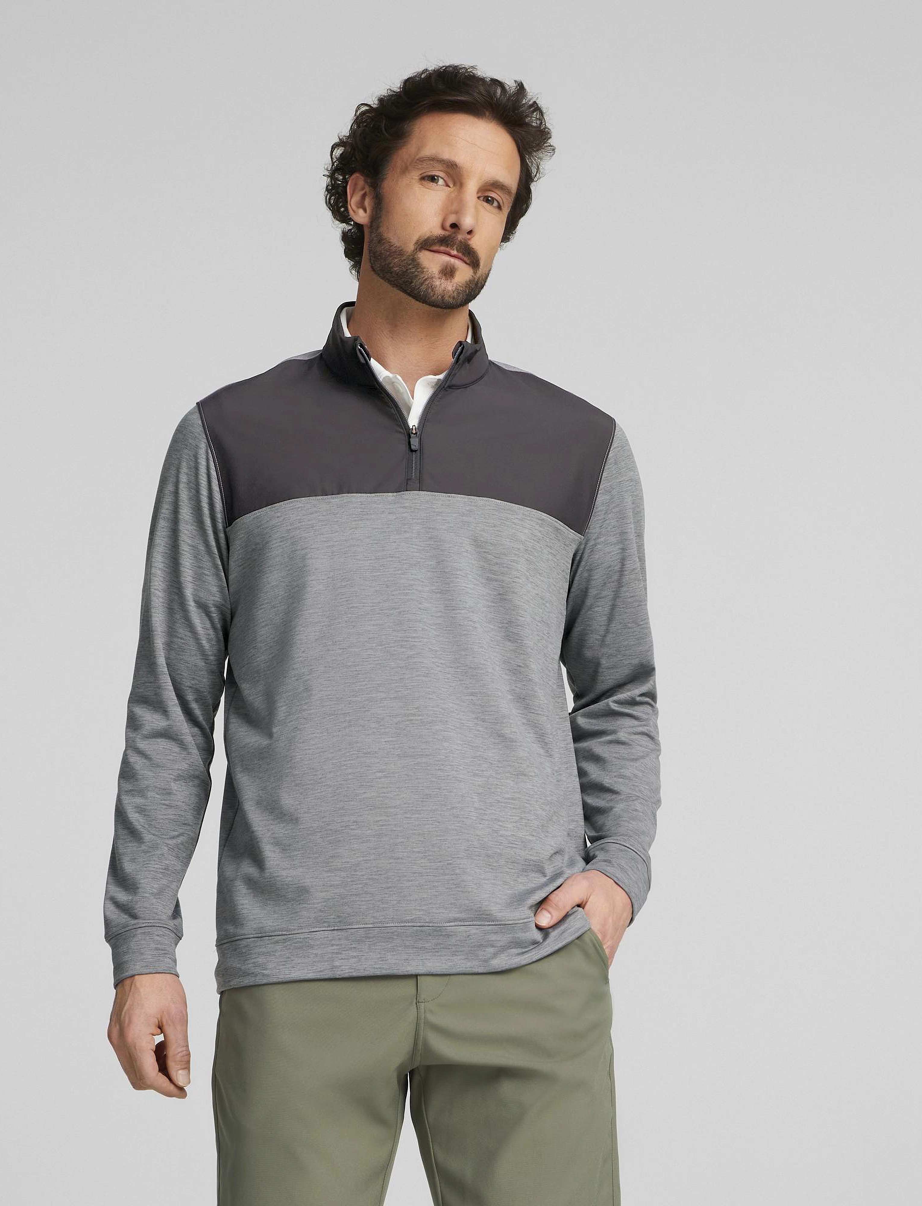 PUMA Golf Cloudspun Colorblock 1/4 Zip - Alles anzeigen - PUMA BLACK-QUIET SHADE HEATHER / grey