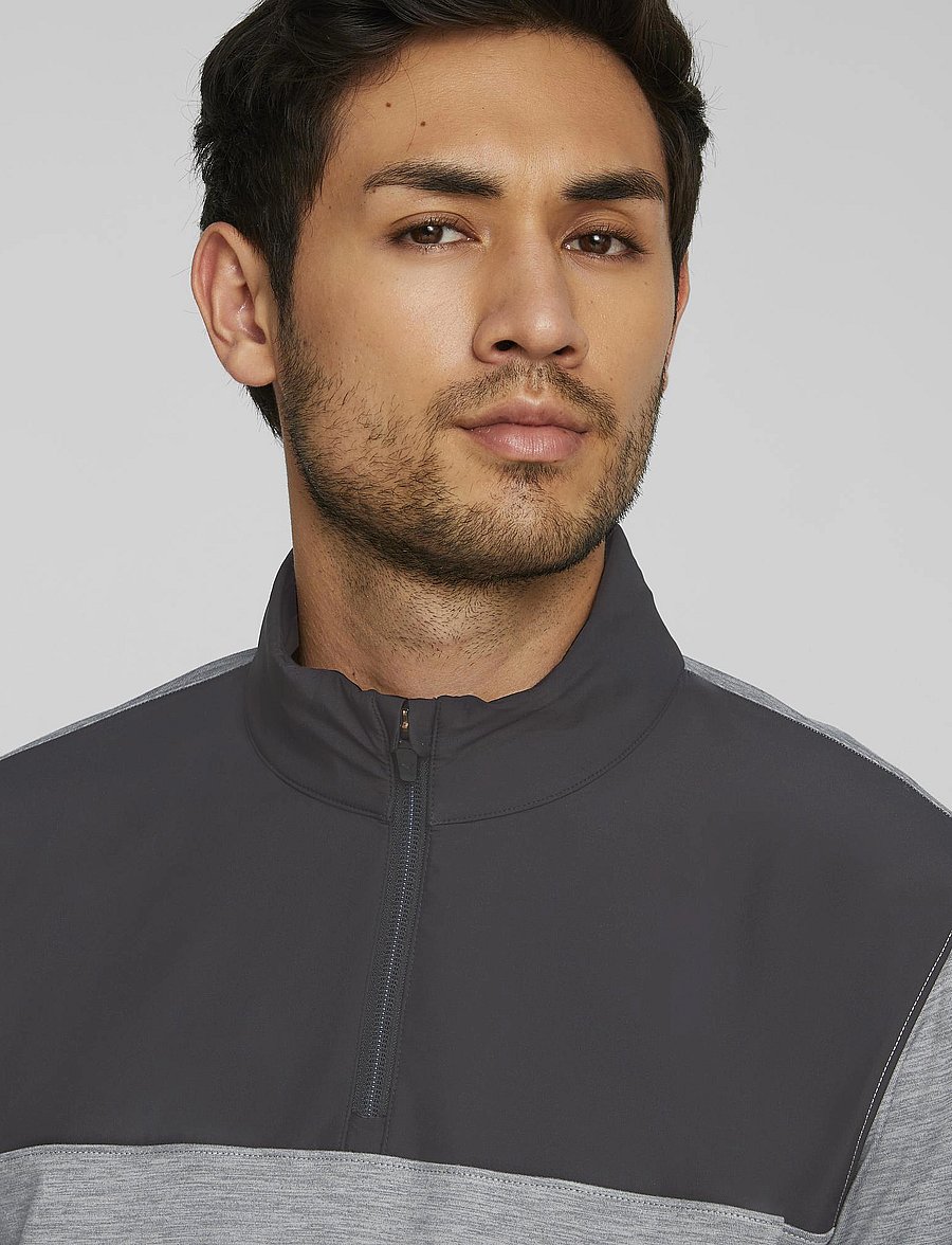 PUMA Golf - Cloudspun Colorblock 1/4 Zip - fleece og mellemlag - puma black-quiet shade heather - 3