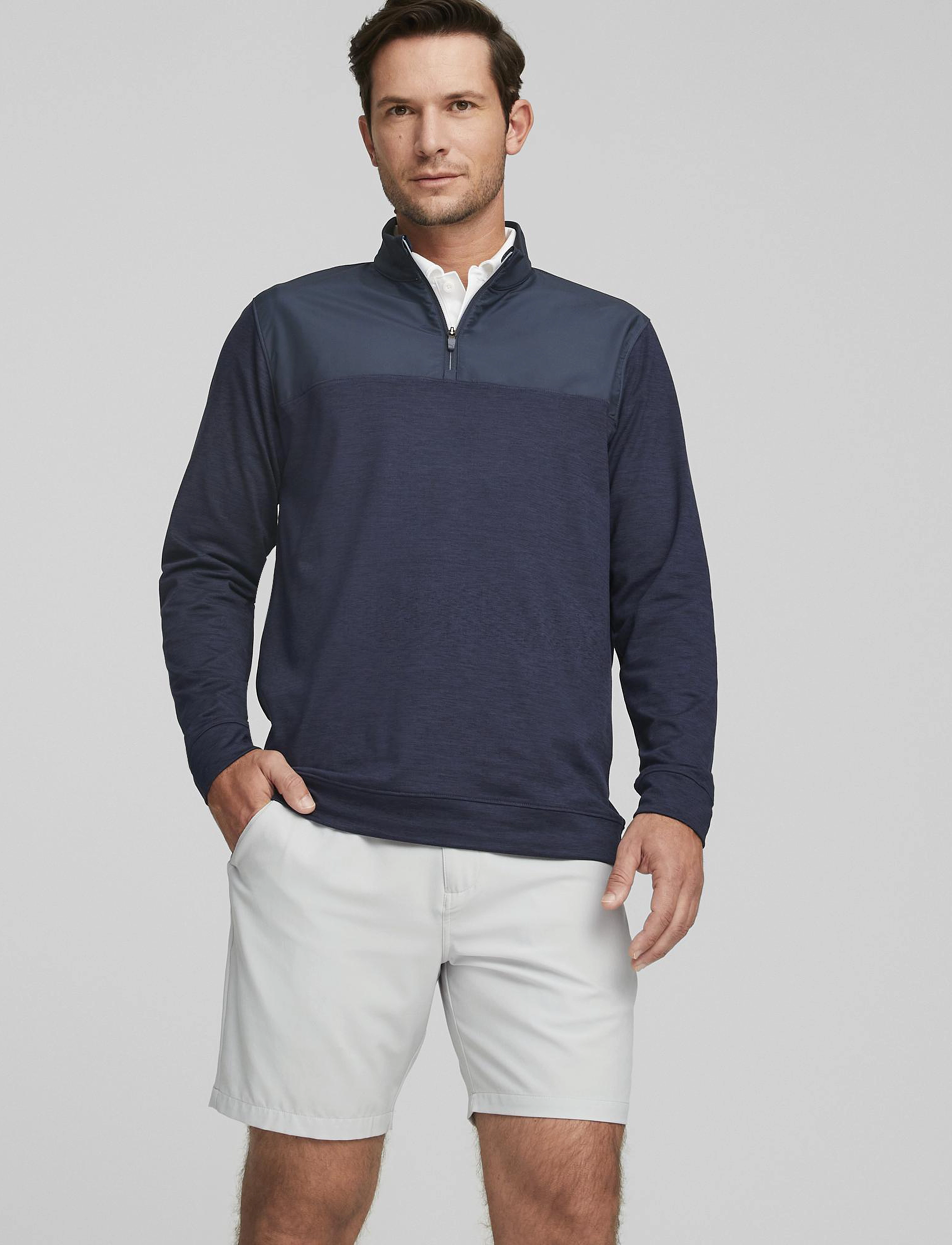 PUMA Golf Cloudspun Colorblock 1/4 Zip - Alles anzeigen - NAVY BLAZER-NAVY BLAZER HEATHER / navy