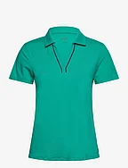 W Cloudspun Piped SS Polo - SPARKLING GREEN