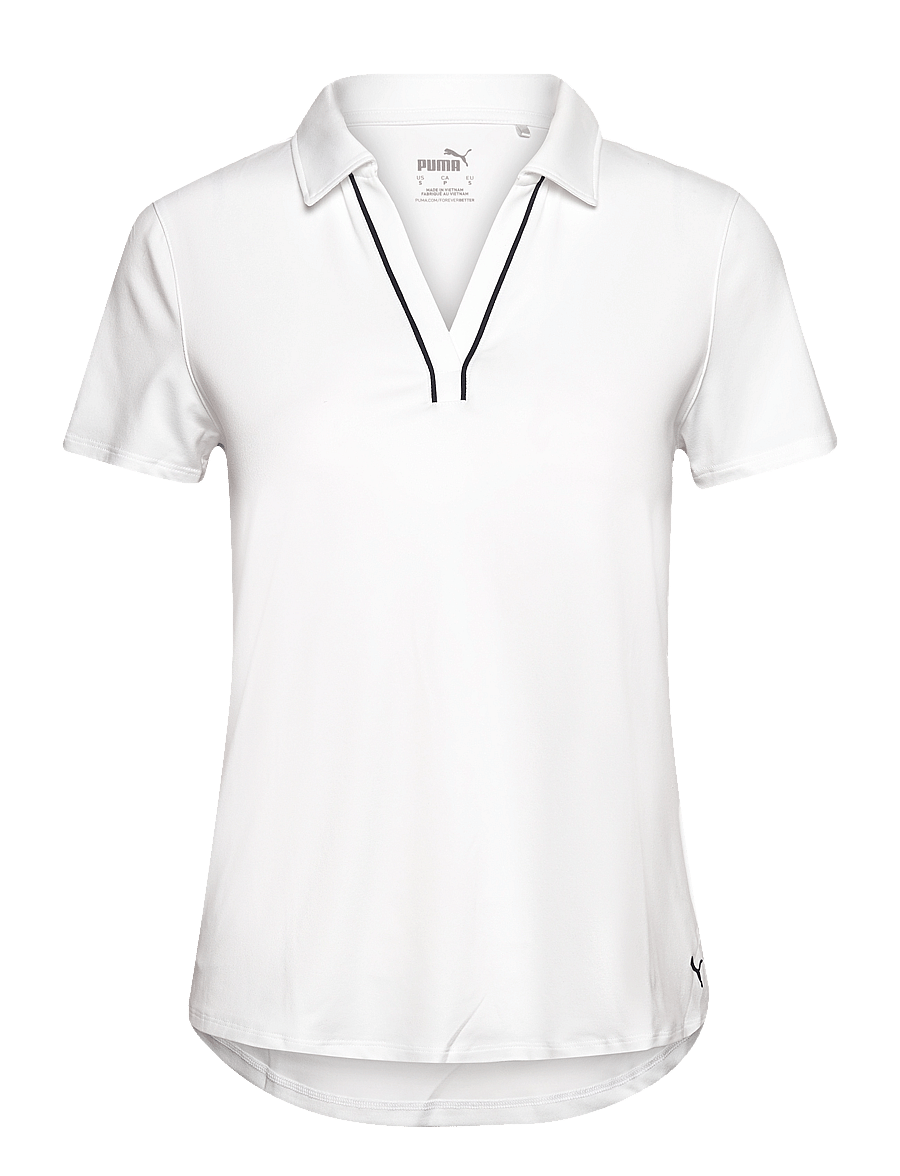 PUMA Golf - W Cloudspun Piped SS Polo - toppar & t-shirts - white glow - 0