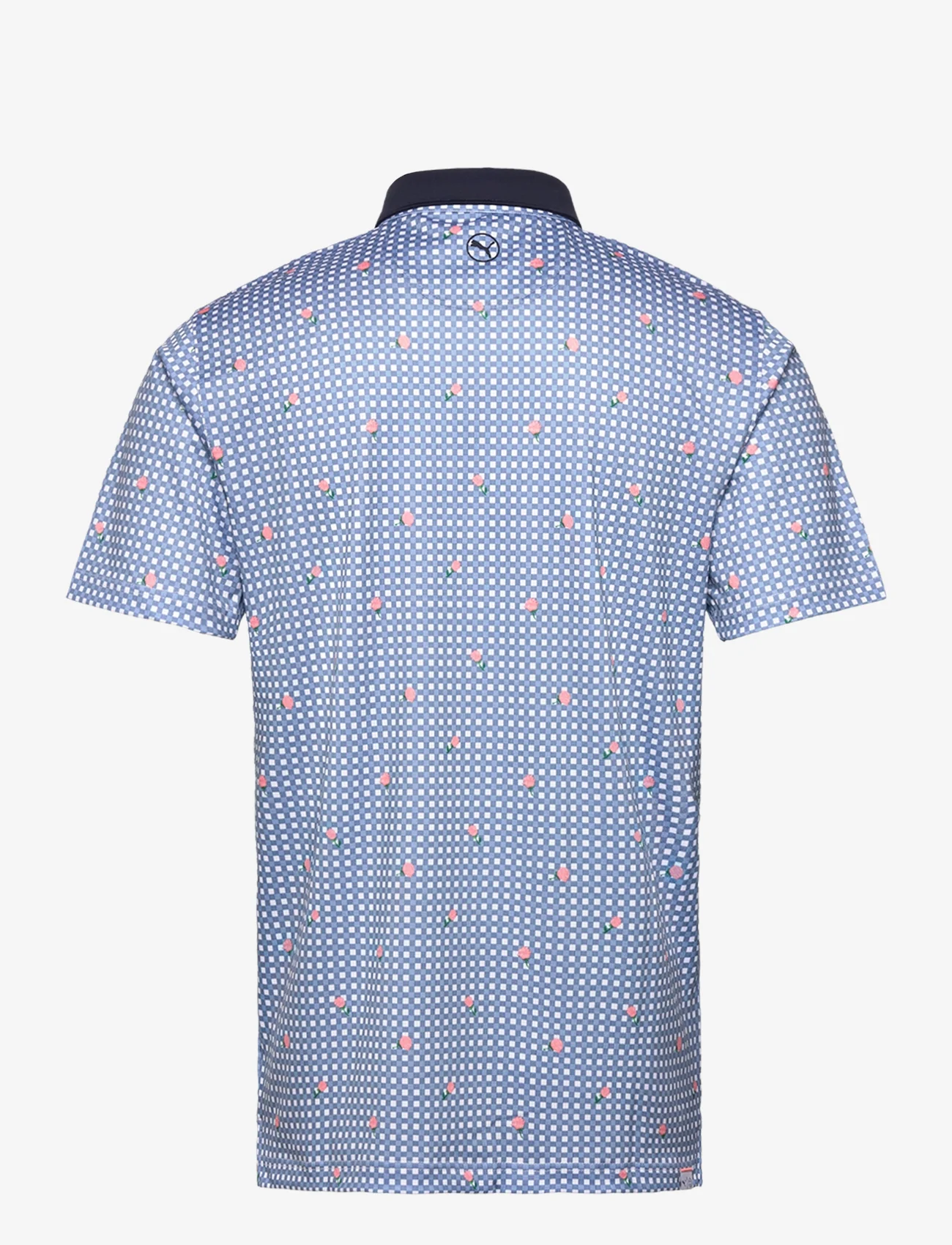 PUMA Golf - Pique Gingham Polo - short-sleeved polos - white glow-zen blue - 1