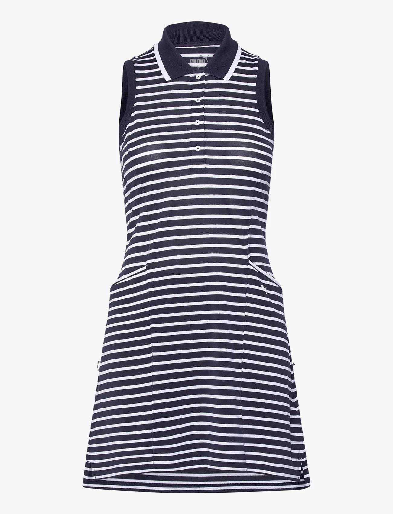 PUMA Golf - W Everyday Stripe Pique Dress - sports dresses - deep navy-white glow - 0