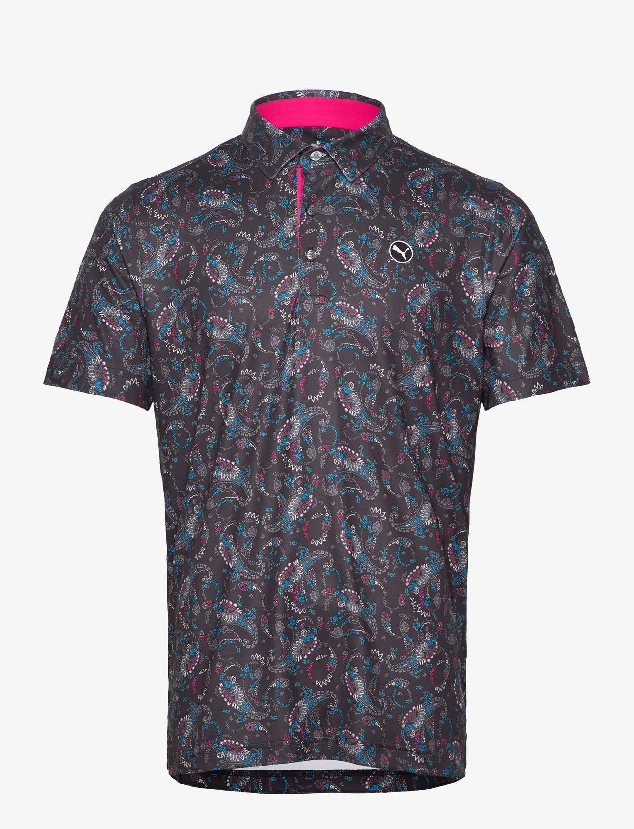 PUMA Golf - Cloudspun Paisley Polo - polo marškinėliai trumpomis rankovėmis - puma black-aqua blue - 0