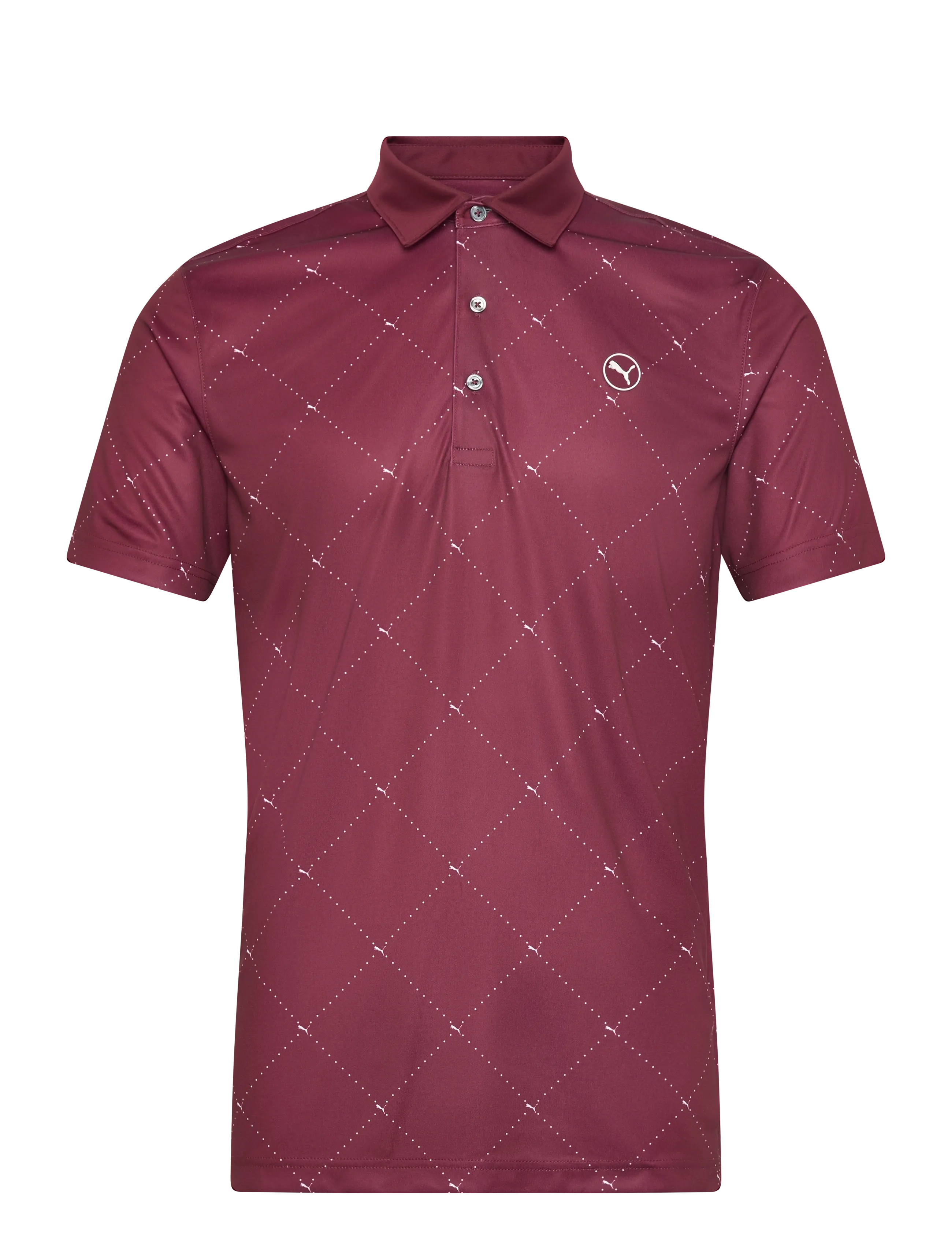 PUMA Golf Pure 2.0 Argyle Polo - Poloshirts - RUBY SHIMMER-WHITE GLOW / burgundy