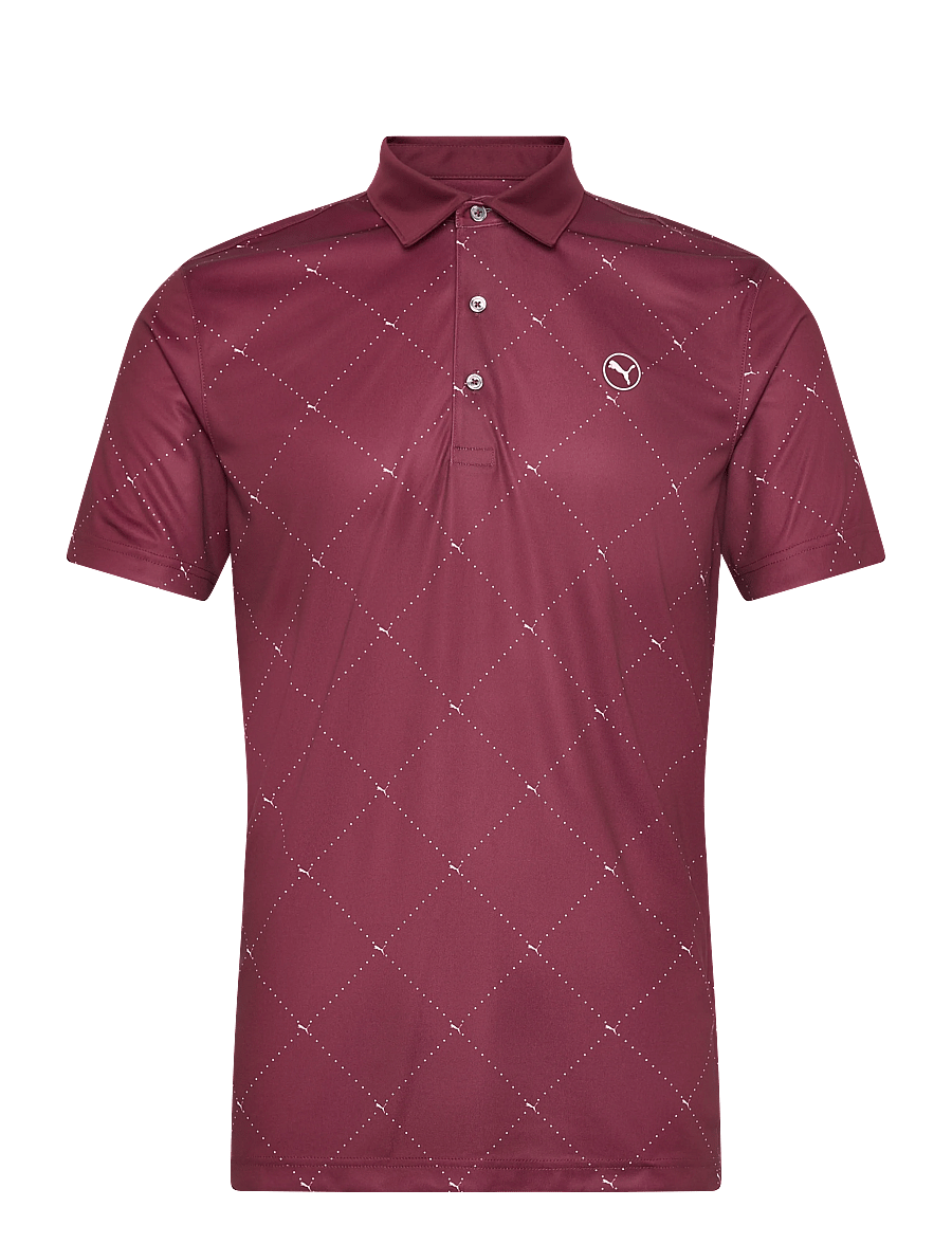 PUMA Golf - Pure 2.0 Argyle Polo - toppe & t-shirts - ruby shimmer-white glow - 0