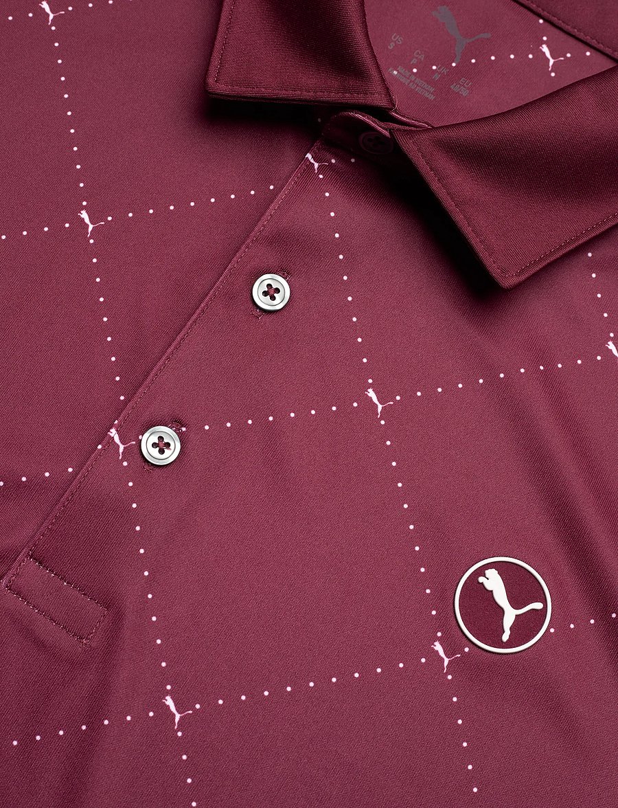 PUMA Golf - Pure 2.0 Argyle Polo - toppe & t-shirts - ruby shimmer-white glow - 2