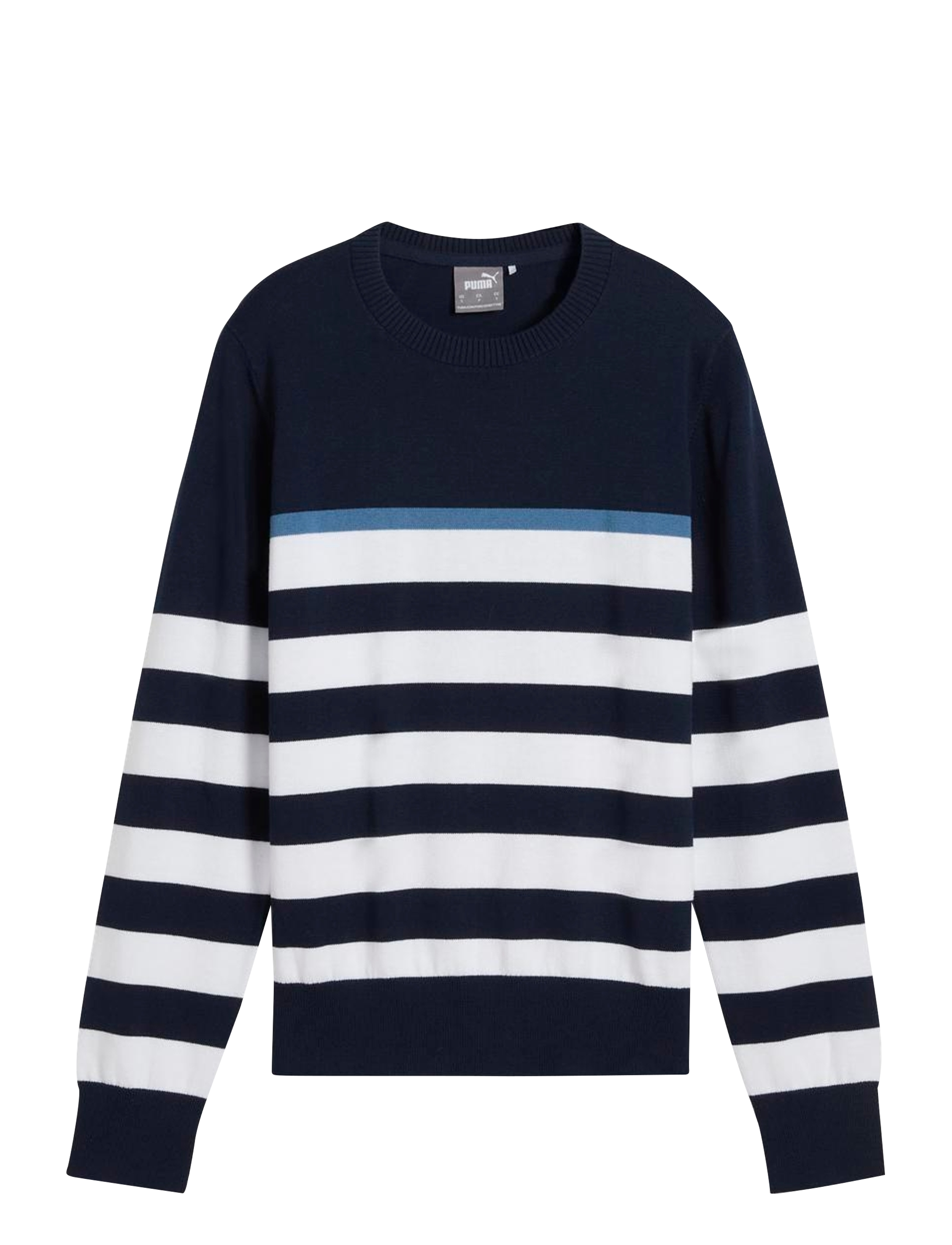 PUMA Golf - W Resort Stripe Sweater - svetarit - deep navy-white glow - 1