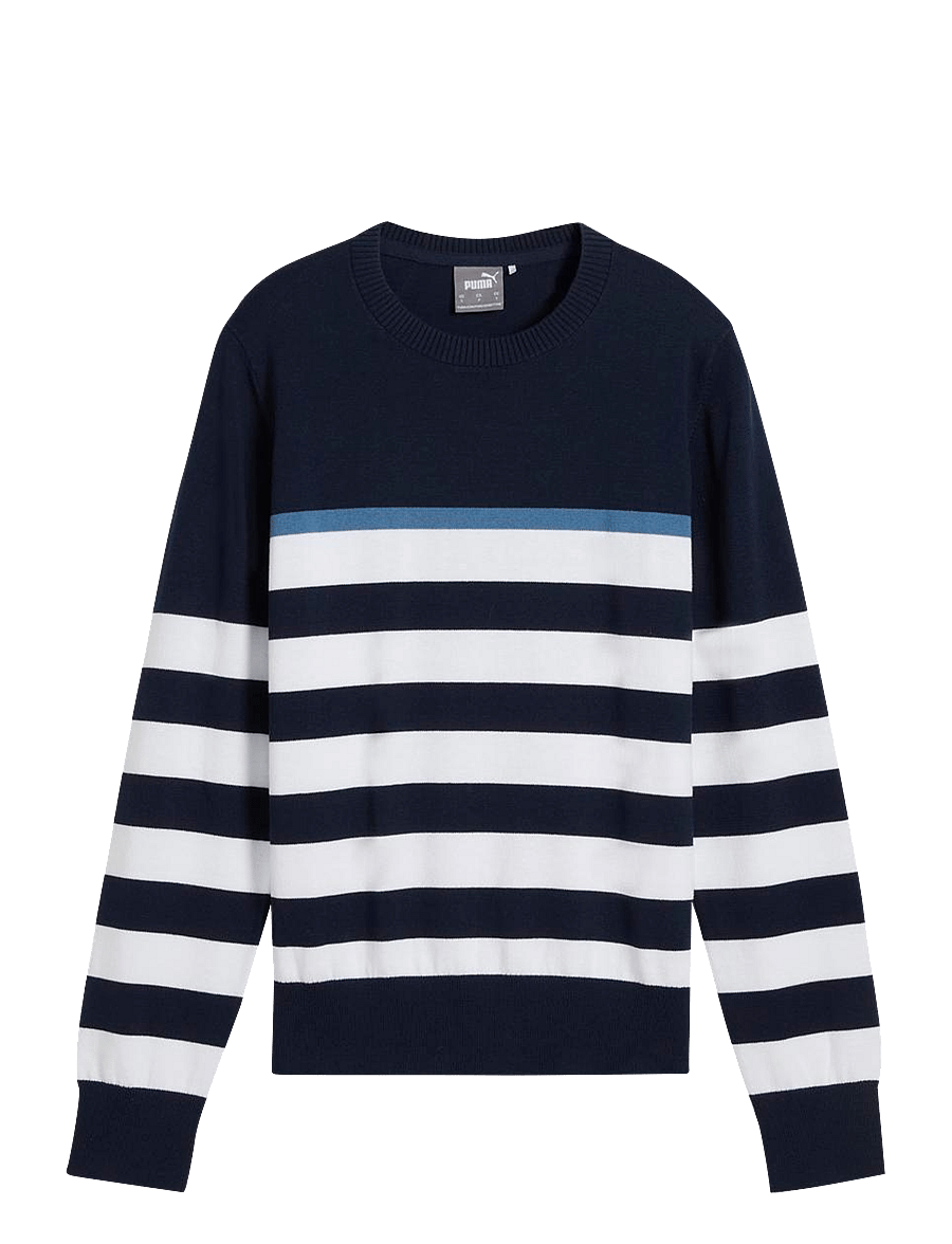 PUMA Golf - W Resort Stripe Sweater - svetarit - deep navy-white glow - 1