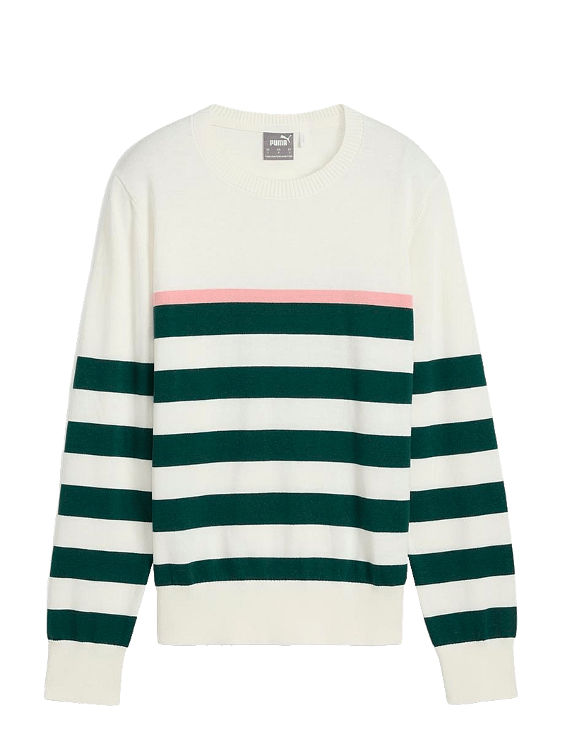 PUMA Golf - W Resort Stripe Sweater - sweatshirts - warm white-dark myrtle - 0