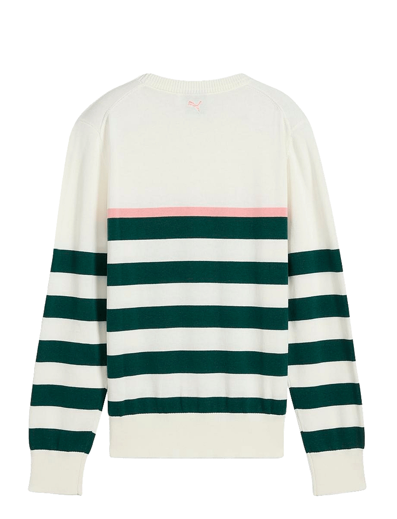 PUMA Golf - W Resort Stripe Sweater - sweatshirts - warm white-dark myrtle - 1