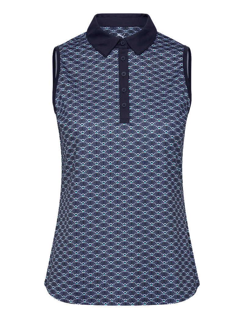PUMA Golf - W Cloudspun Scallop SL Polo - toppe & t-shirts - deep navy - 0