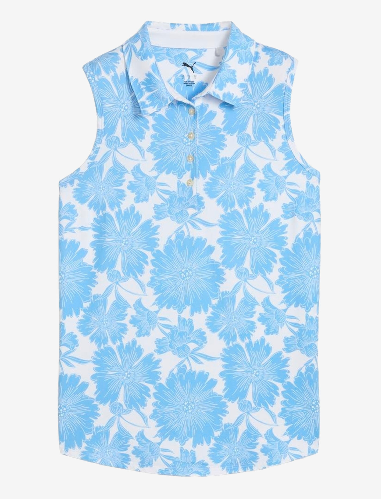 PUMA Golf - W Cloudspun Botanic SL Polo - polos - white glow-team light blue - 0