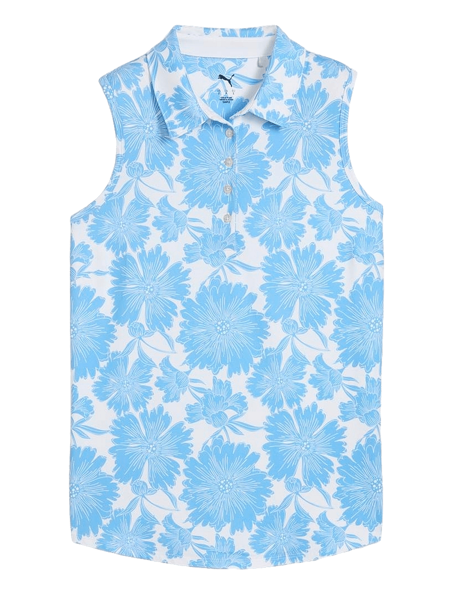 PUMA Golf - W Cloudspun Botanic SL Polo - koszulki polo - white glow-team light blue - 0